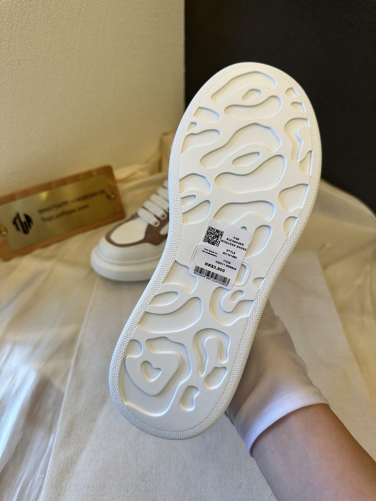 Alexander McQueen White & Brown Leather Sneakers