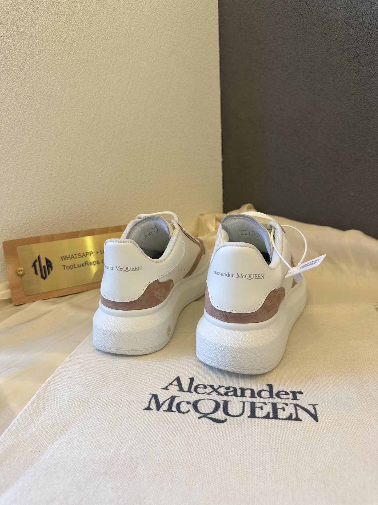 Alexander McQueen White & Brown Leather Sneakers