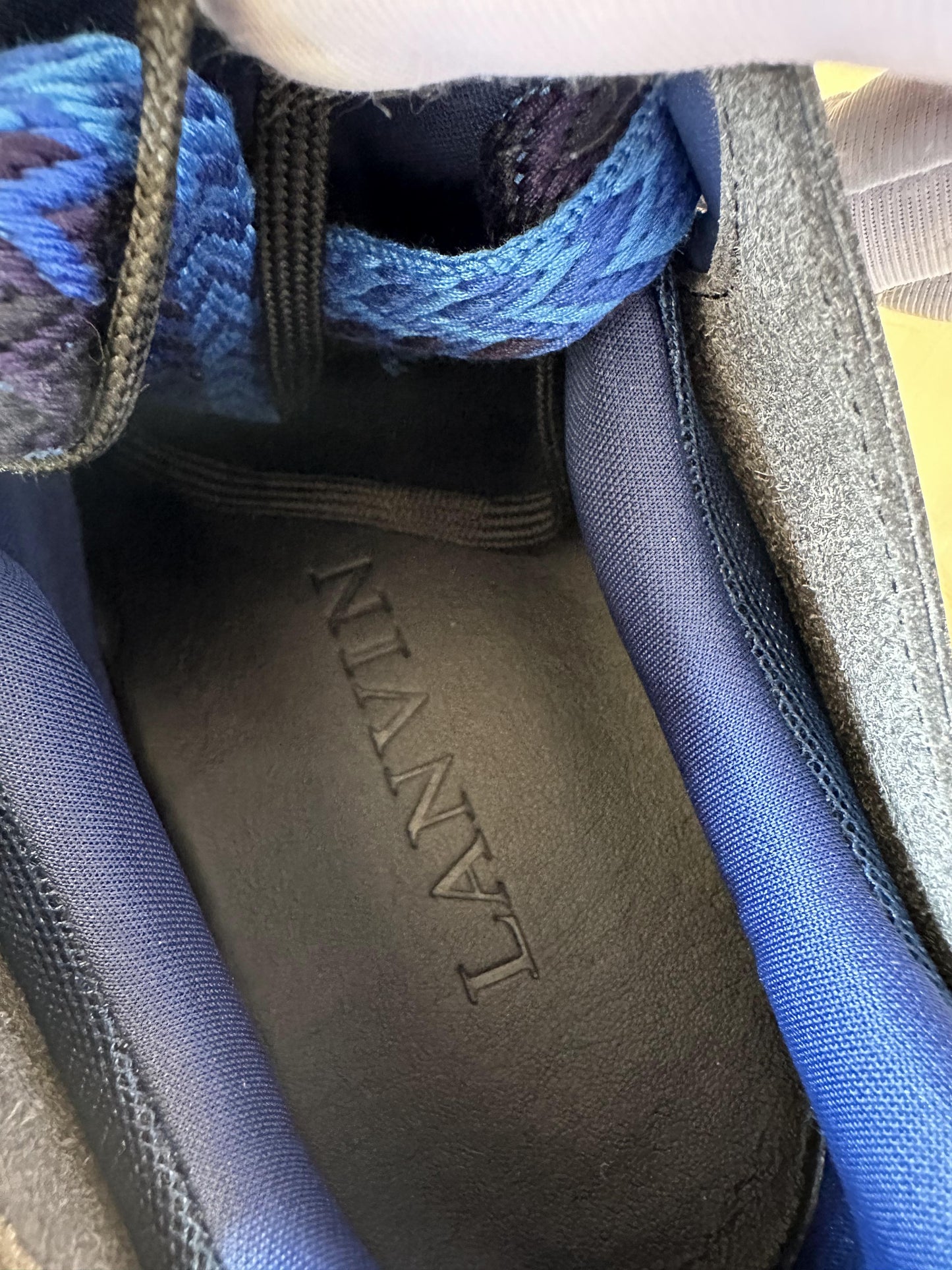 Lanvin curb sneakers in blue with rhinestone detailing