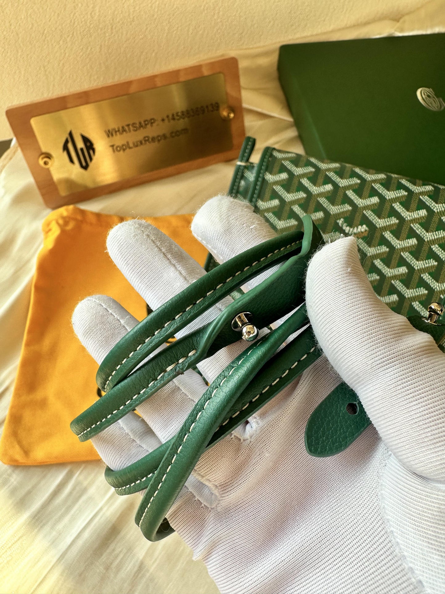 Goyard pony-style calfskin crossbody bag green
