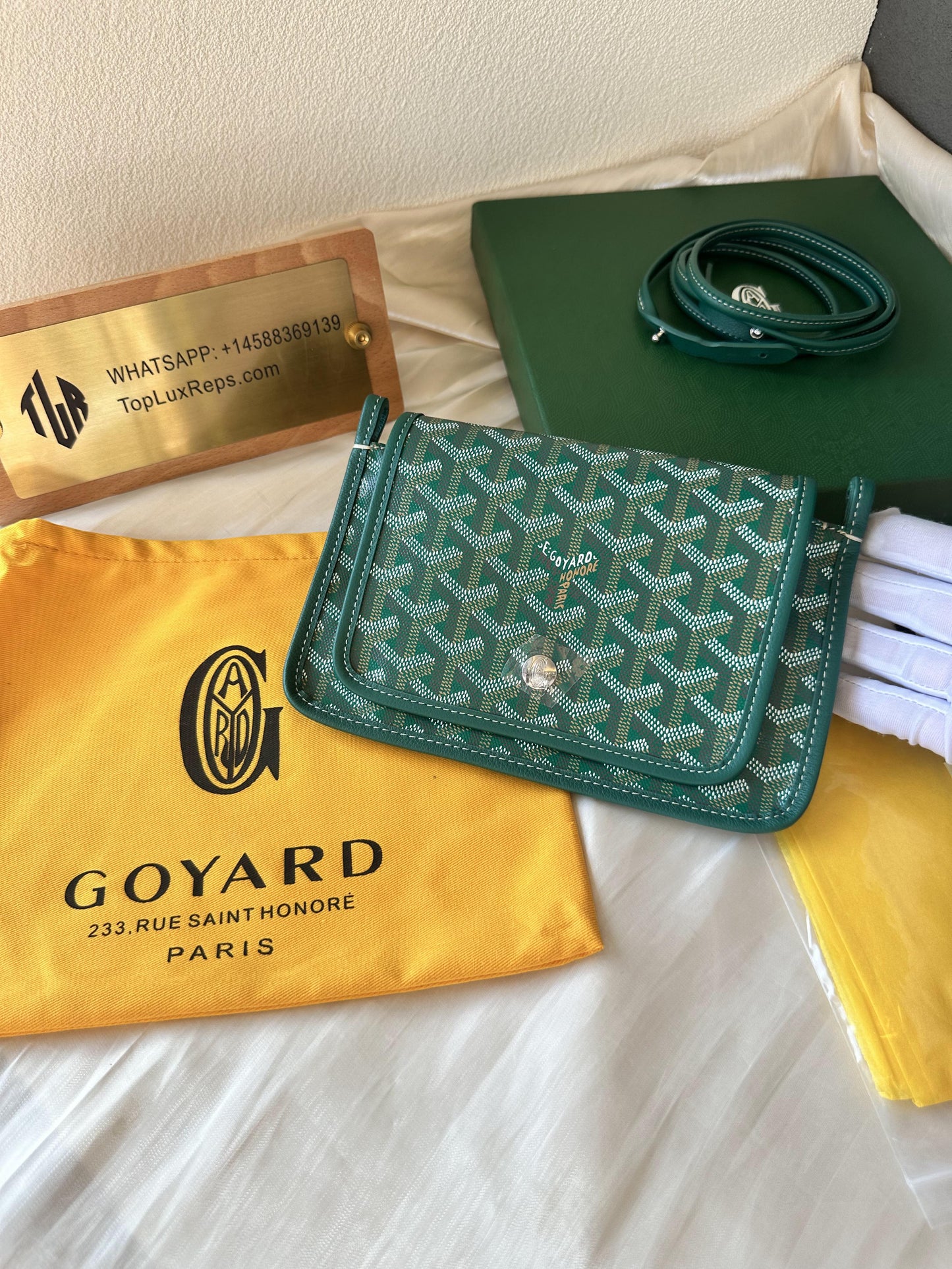Goyard pony-style calfskin crossbody bag green