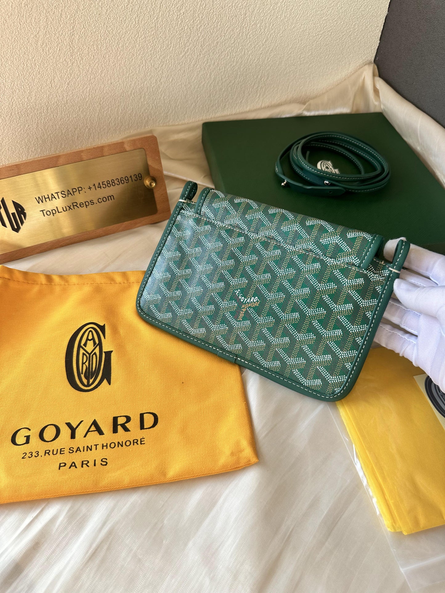 Goyard pony-style calfskin crossbody bag green