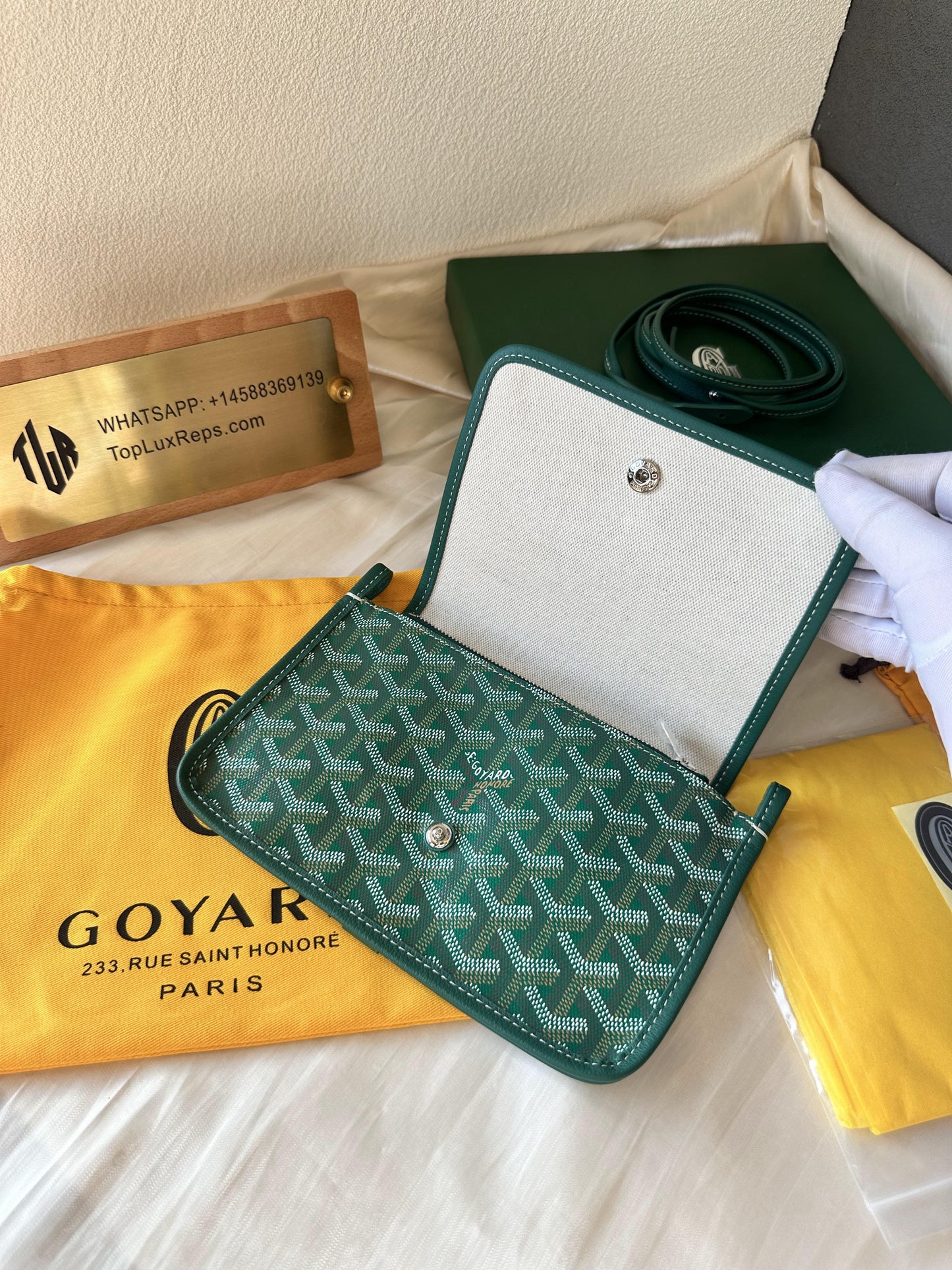 Goyard pony-style calfskin crossbody bag green