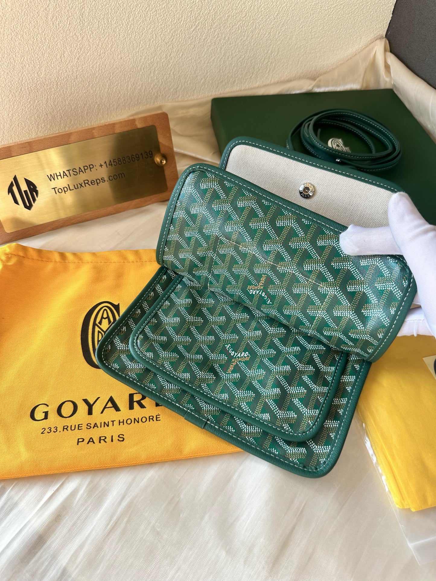 Goyard pony-style calfskin crossbody bag green