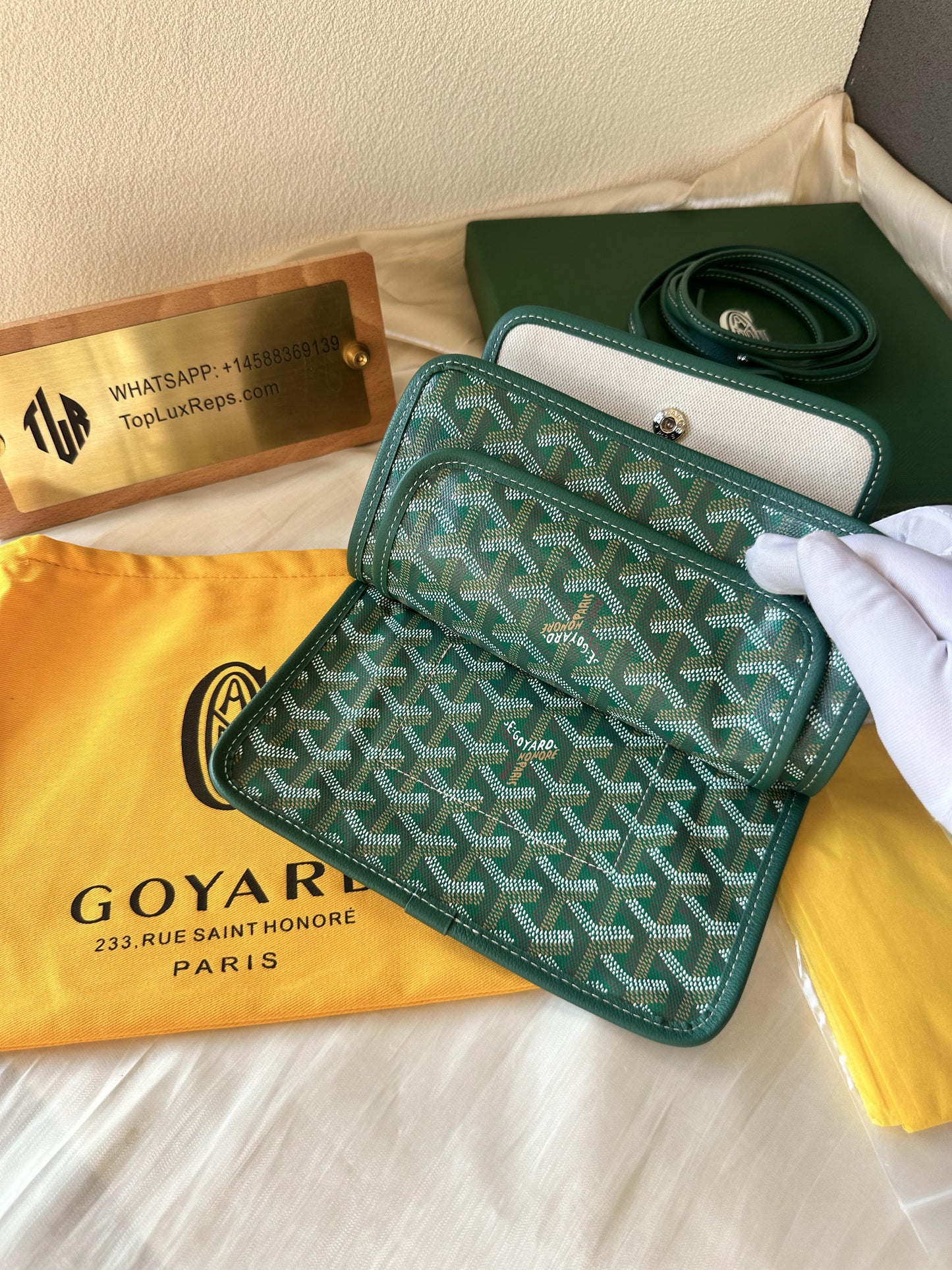 Goyard pony-style calfskin crossbody bag green