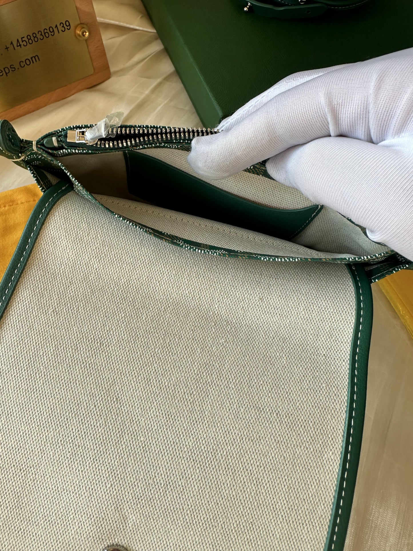 Goyard pony-style calfskin crossbody bag green