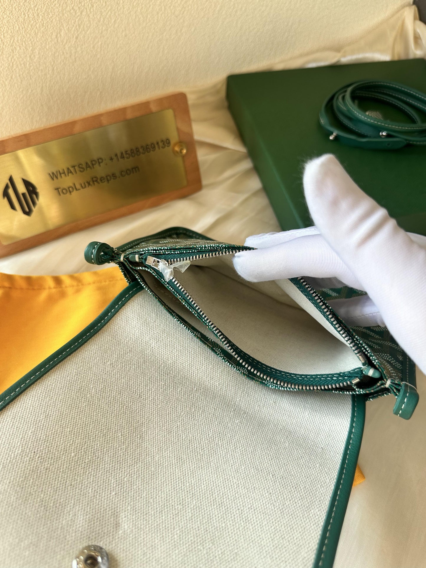 Goyard pony-style calfskin crossbody bag green