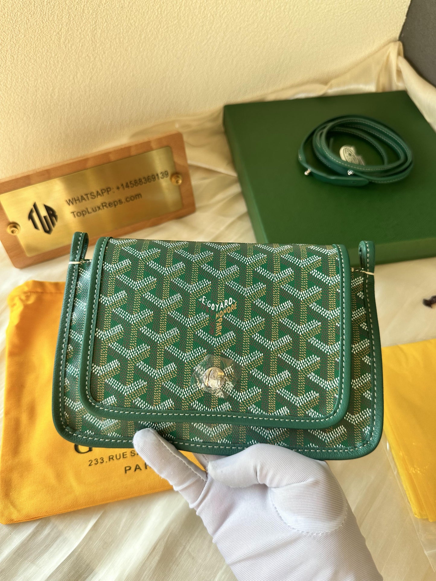 Goyard pony-style calfskin crossbody bag green