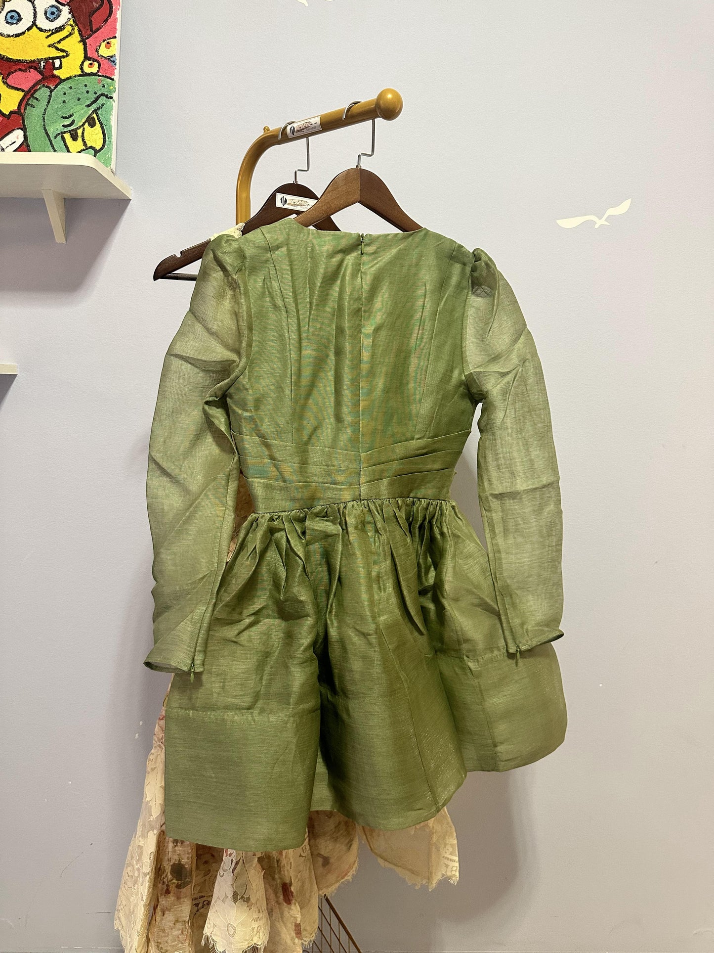 Zimmermann olive green v-neck long sleeve mini dress