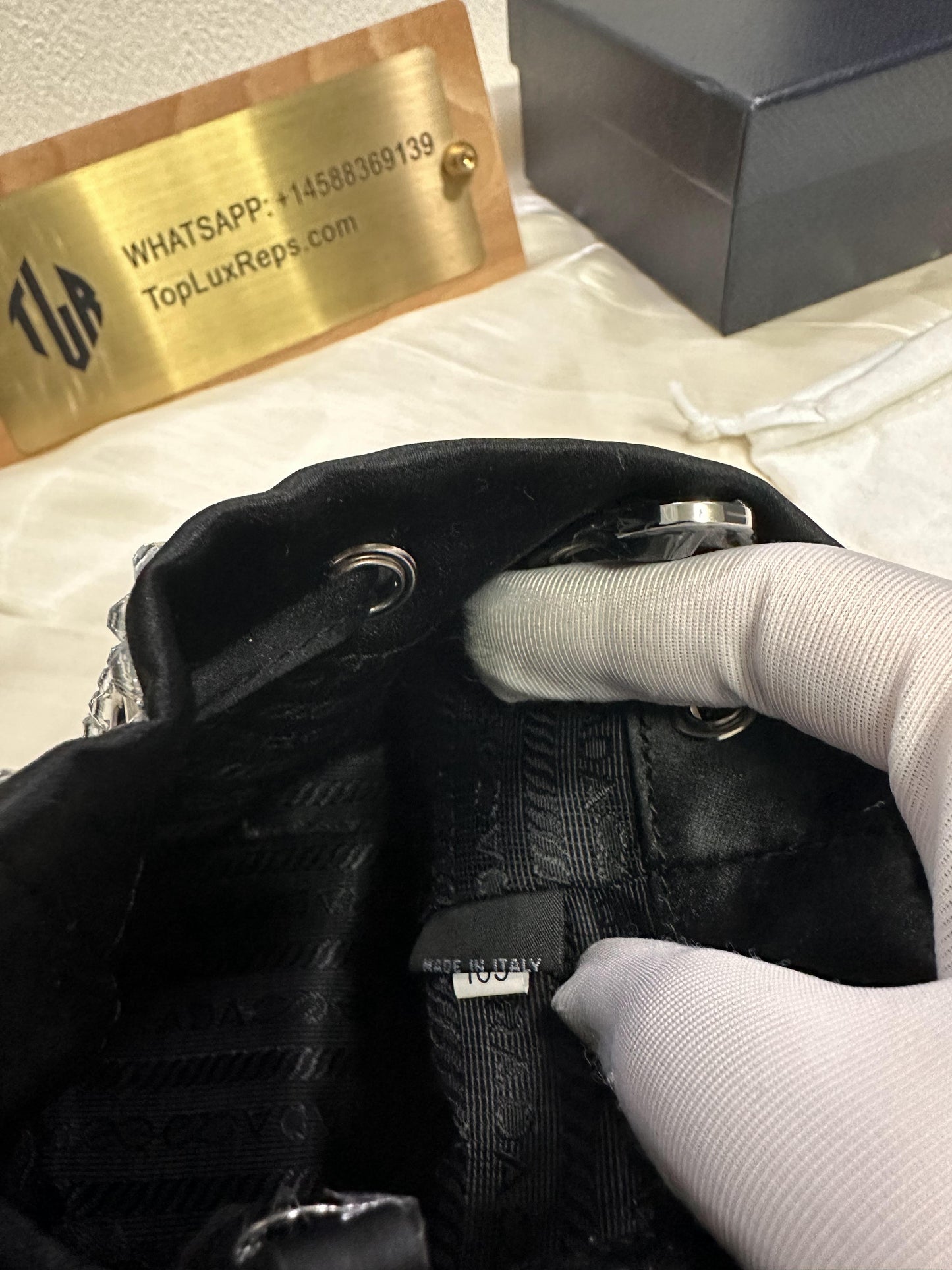Prada rhinestone bucket bag diamond crossbody chain bag