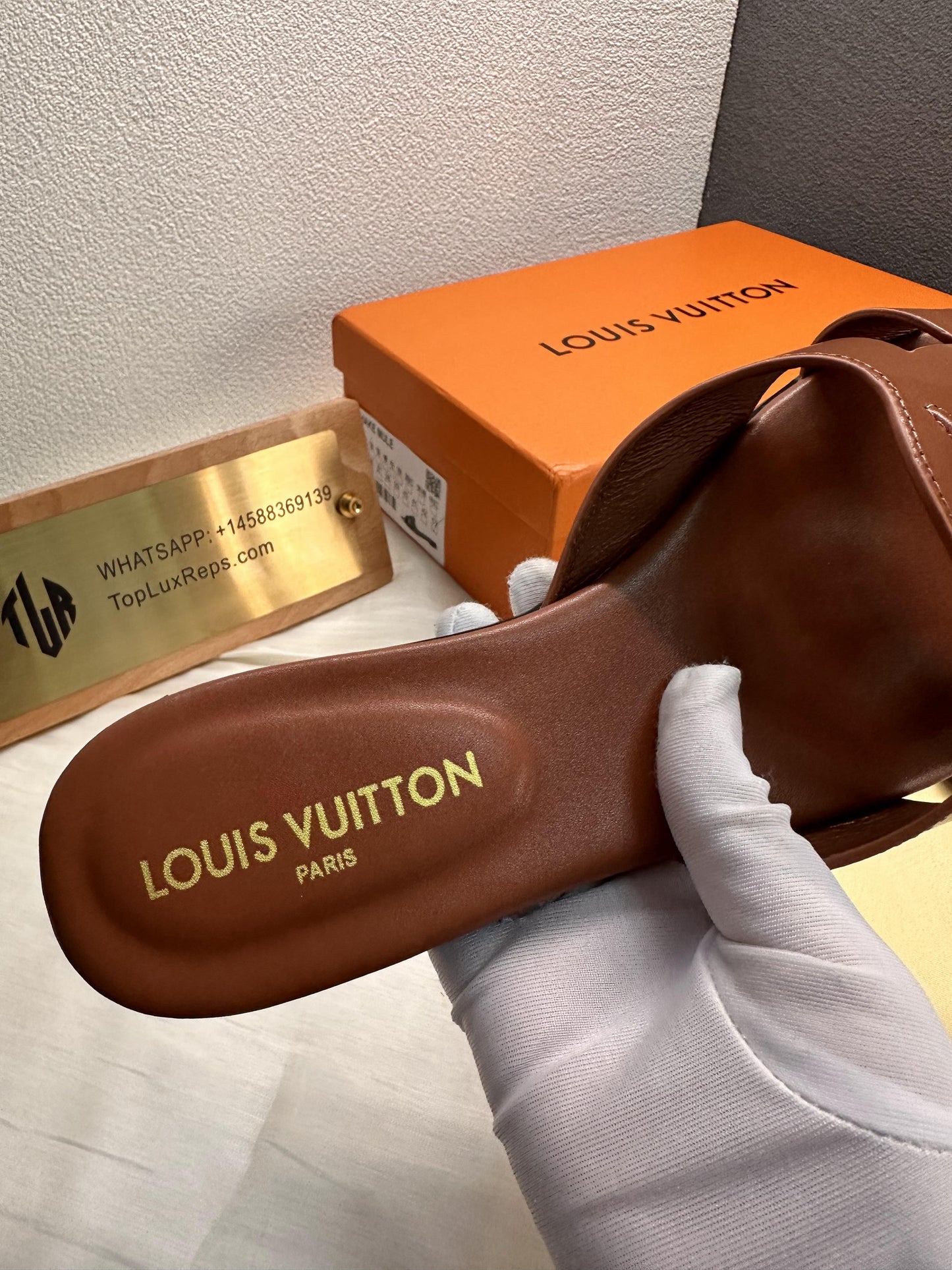 Louis Vuitton Isola slide slippers brown
