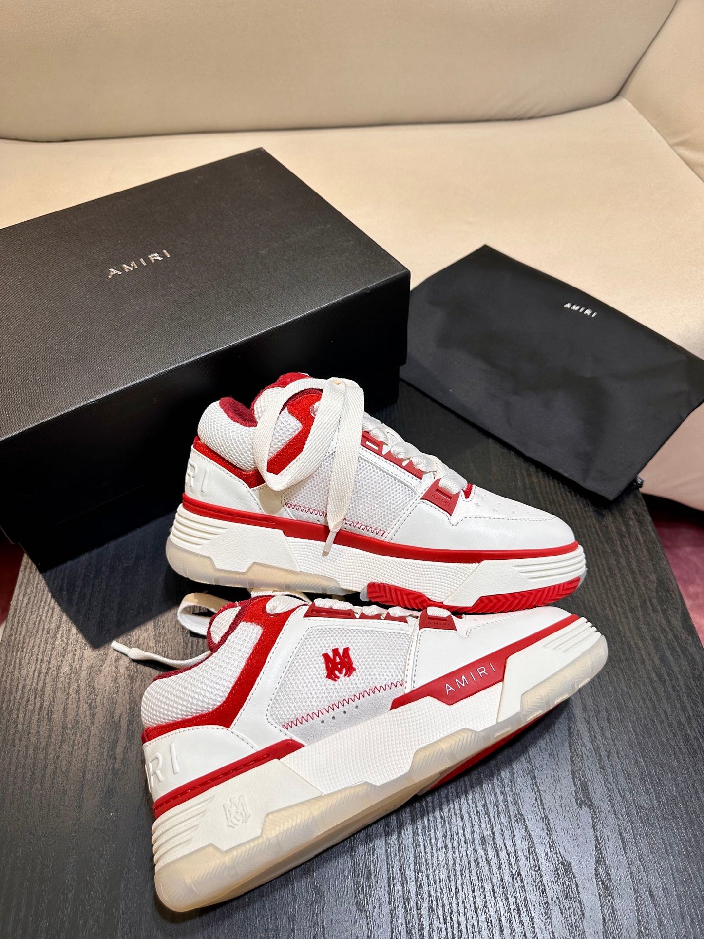 Men's Amiri Premium Leather Platform Mesh Shoes