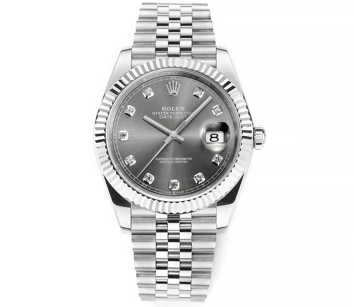 Rhodium Gray & Diamond 41MM Watch