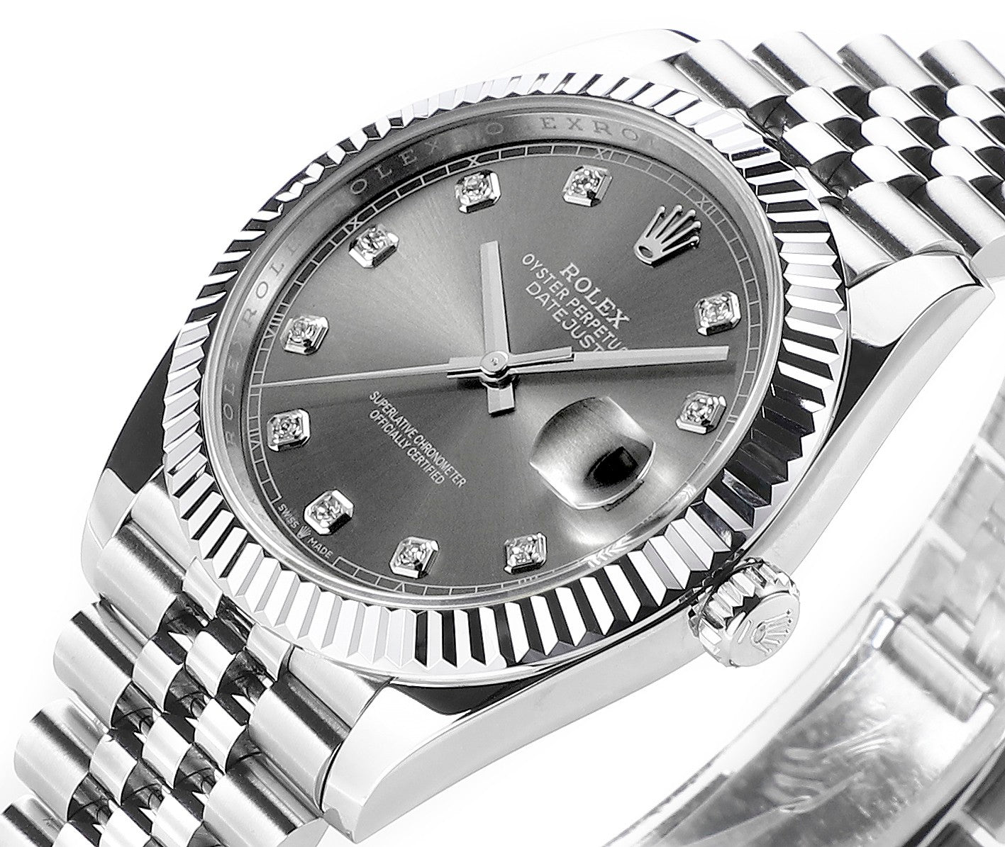 Rhodium Gray & Diamond 41MM Watch
