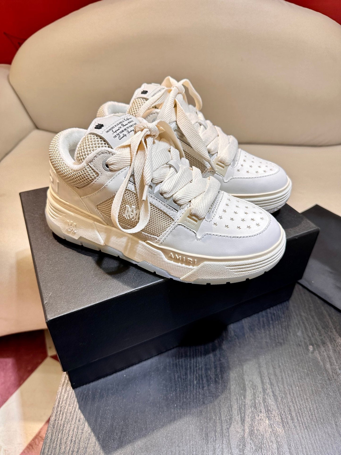 Men's Amiri Premium Leather Platform Mesh Shoes