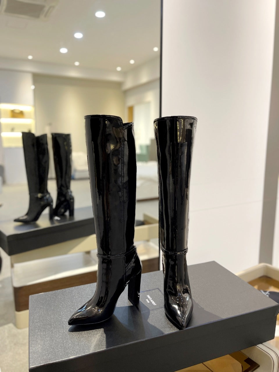 YSL High Leather Heel Boots