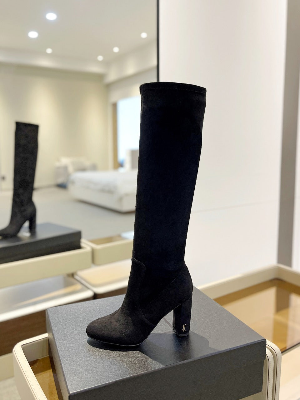 YSL High Suede Heel Boots