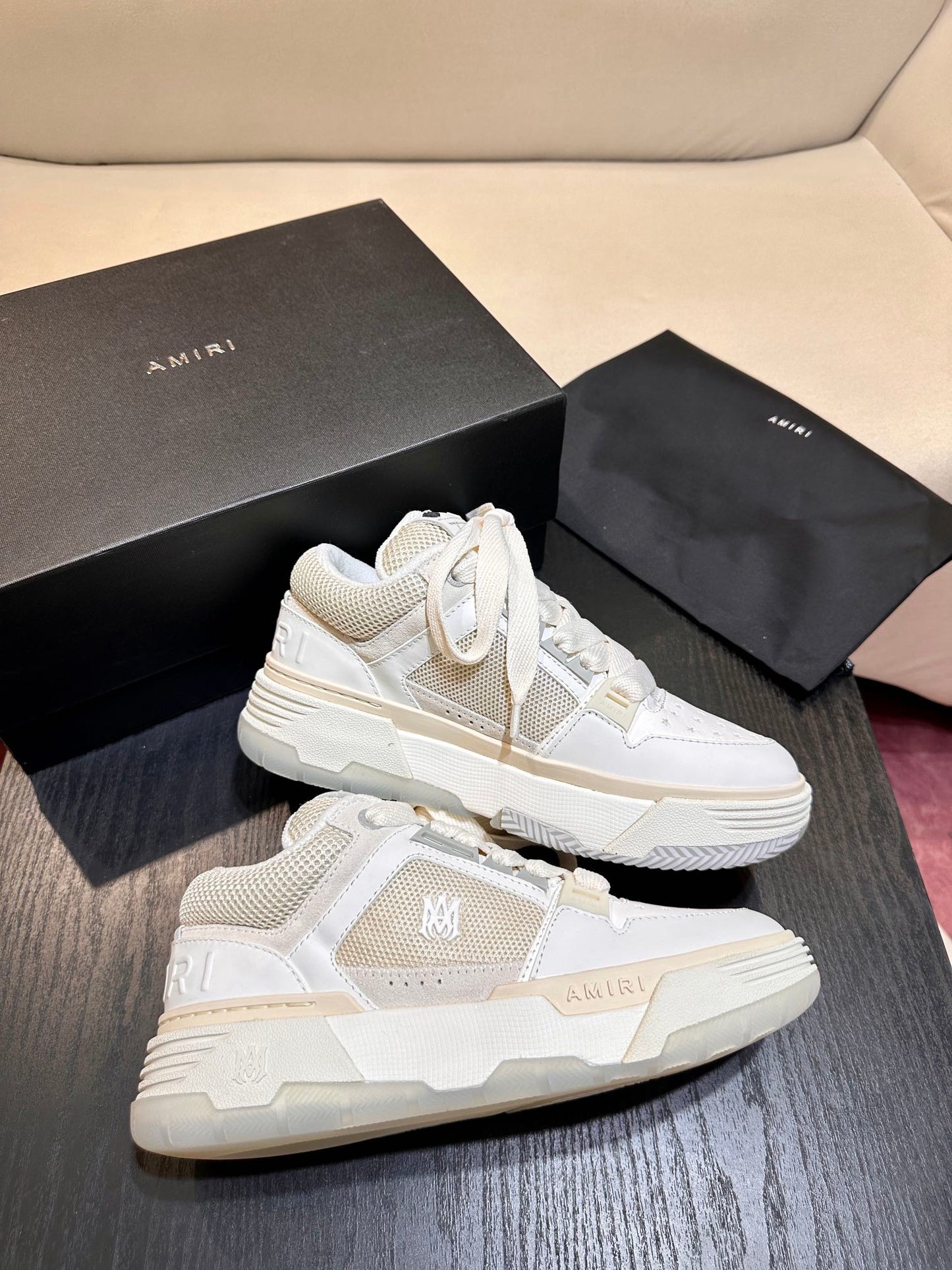 Men's Amiri Premium Leather Platform Mesh Shoes