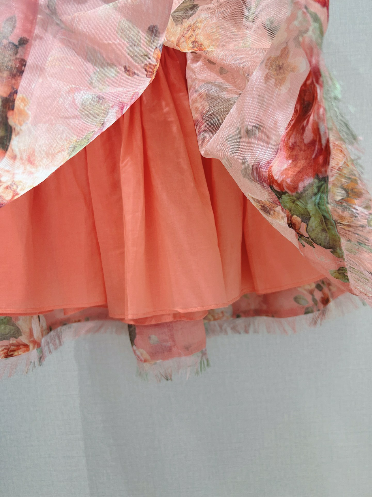 Title: Zimmermann Peach Floral Linen-Silk Mini Skirt