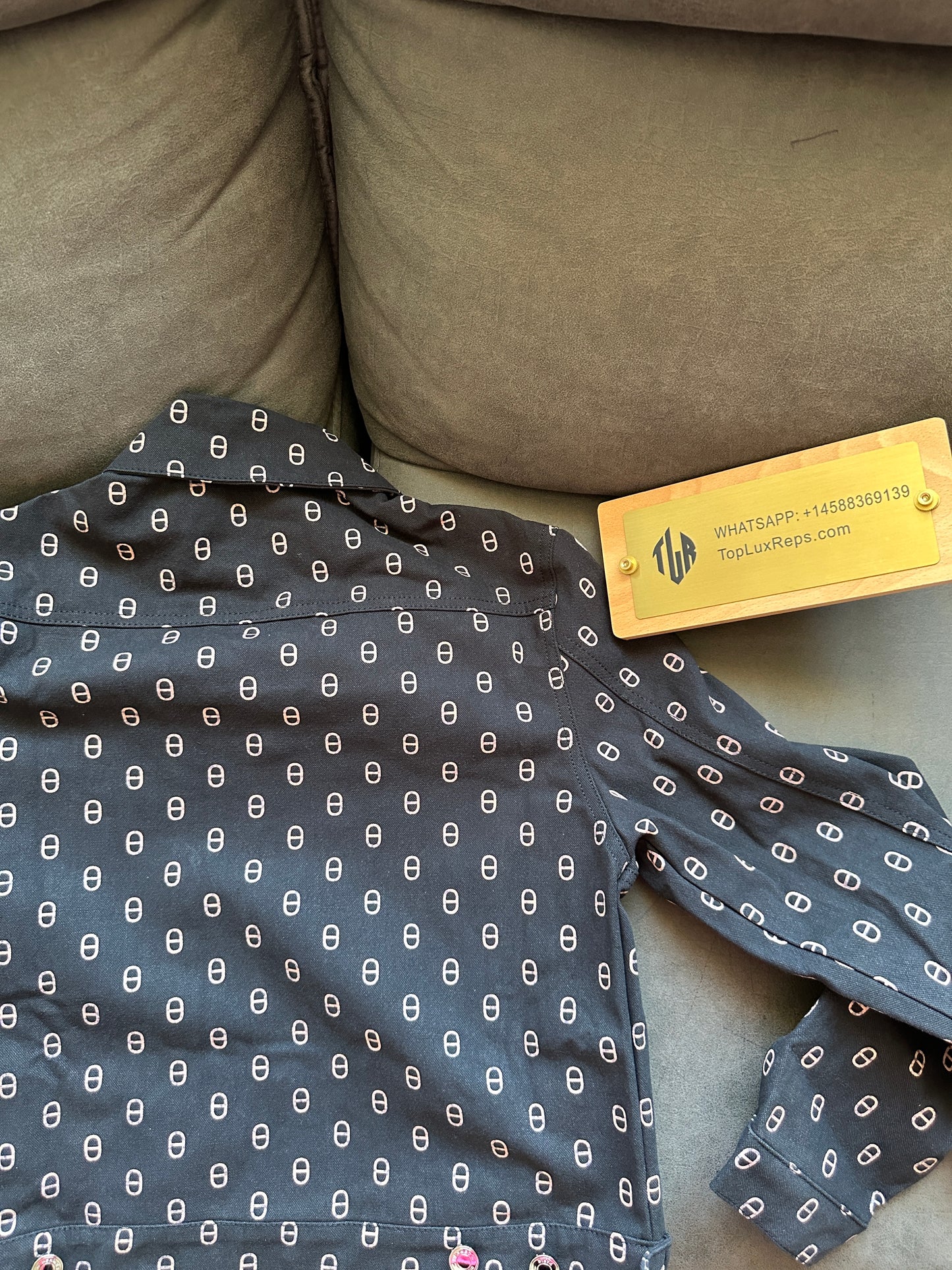 Hermès Black Geometric Print Jacket & High-Waist Shorts Set