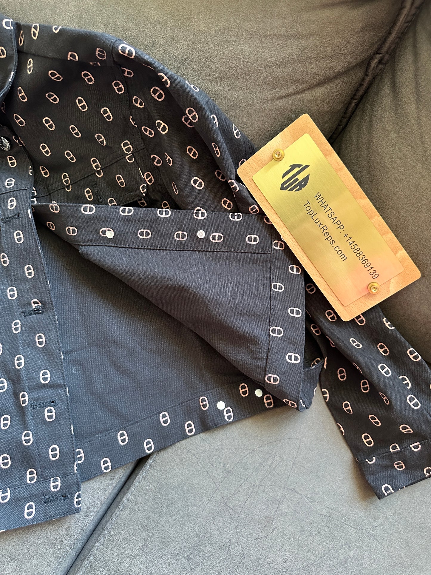 Hermès Black Geometric Print Jacket & High-Waist Shorts Set