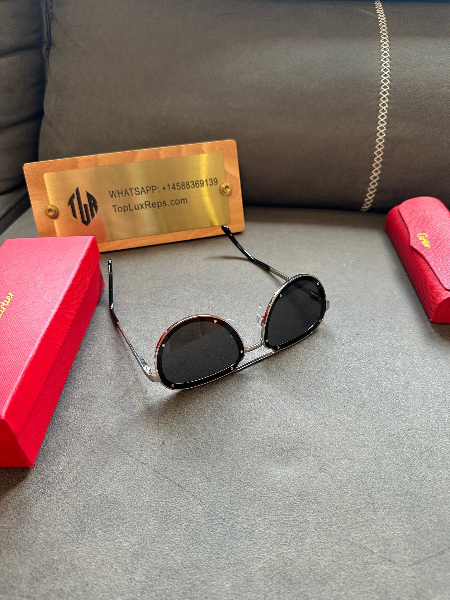 Cartier Full-Rim Metal Aviator Sunglasses