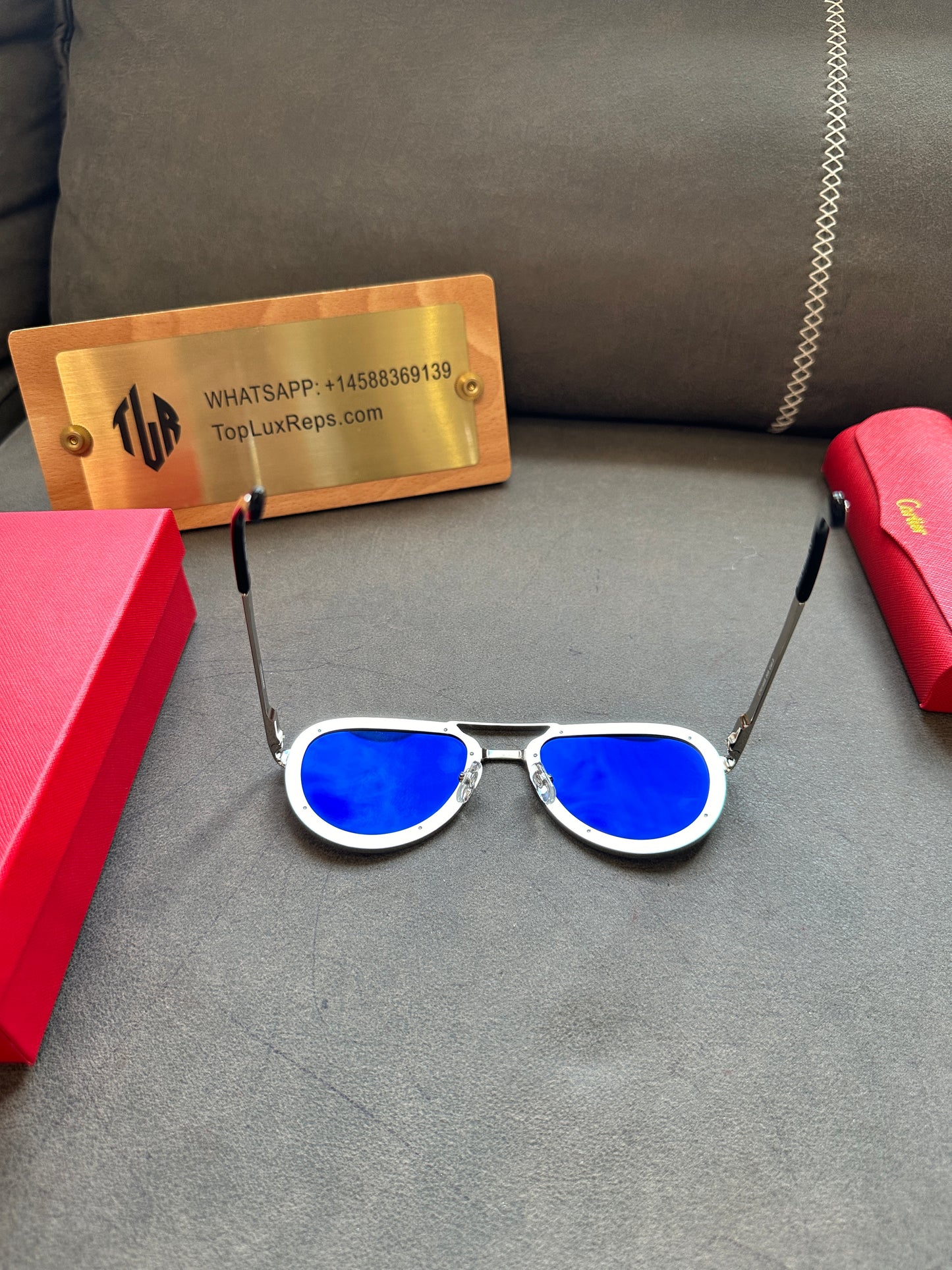 Cartier Full-Rim Metal Aviator Sunglasses