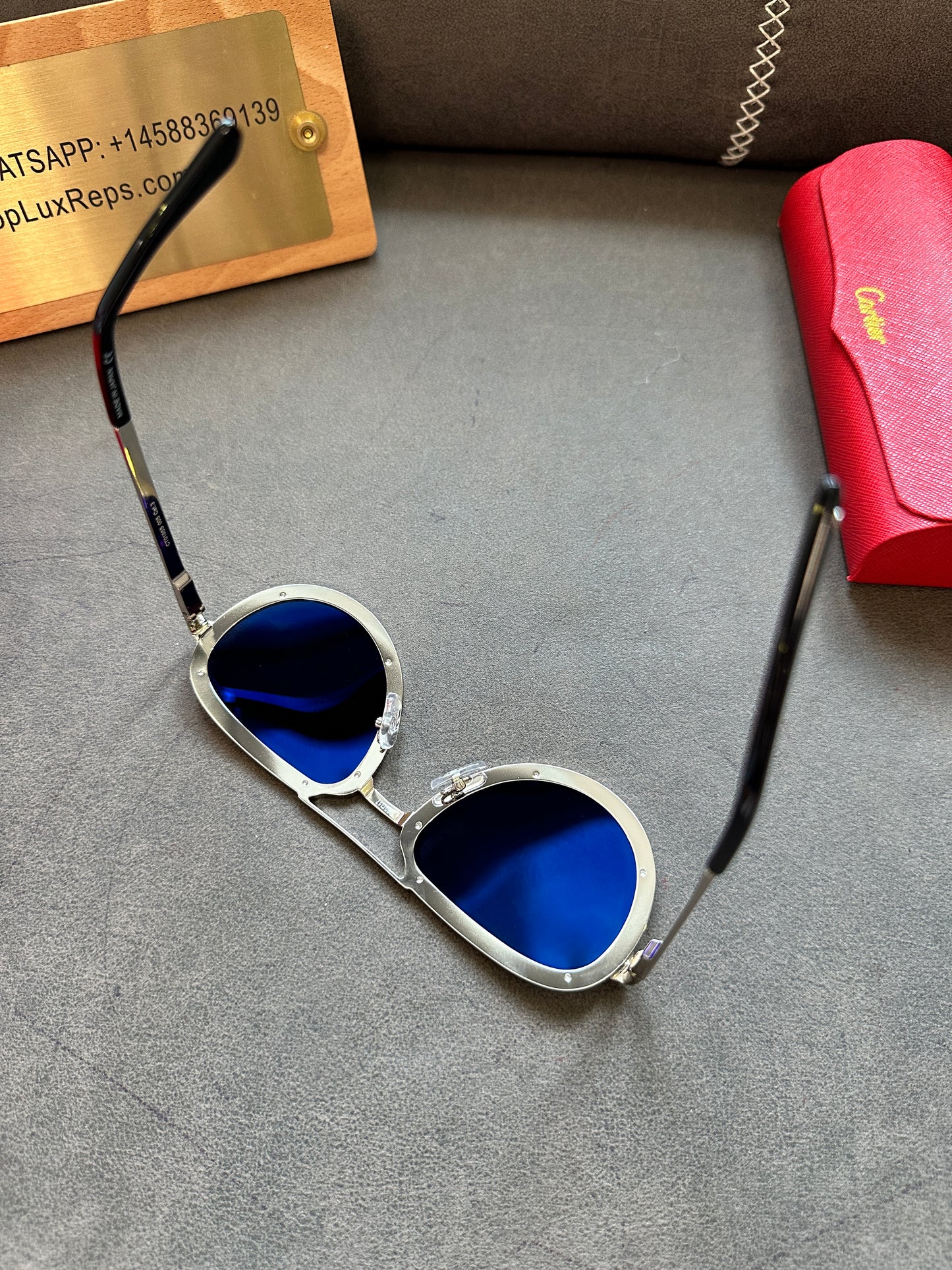 Cartier Full-Rim Metal Aviator Sunglasses