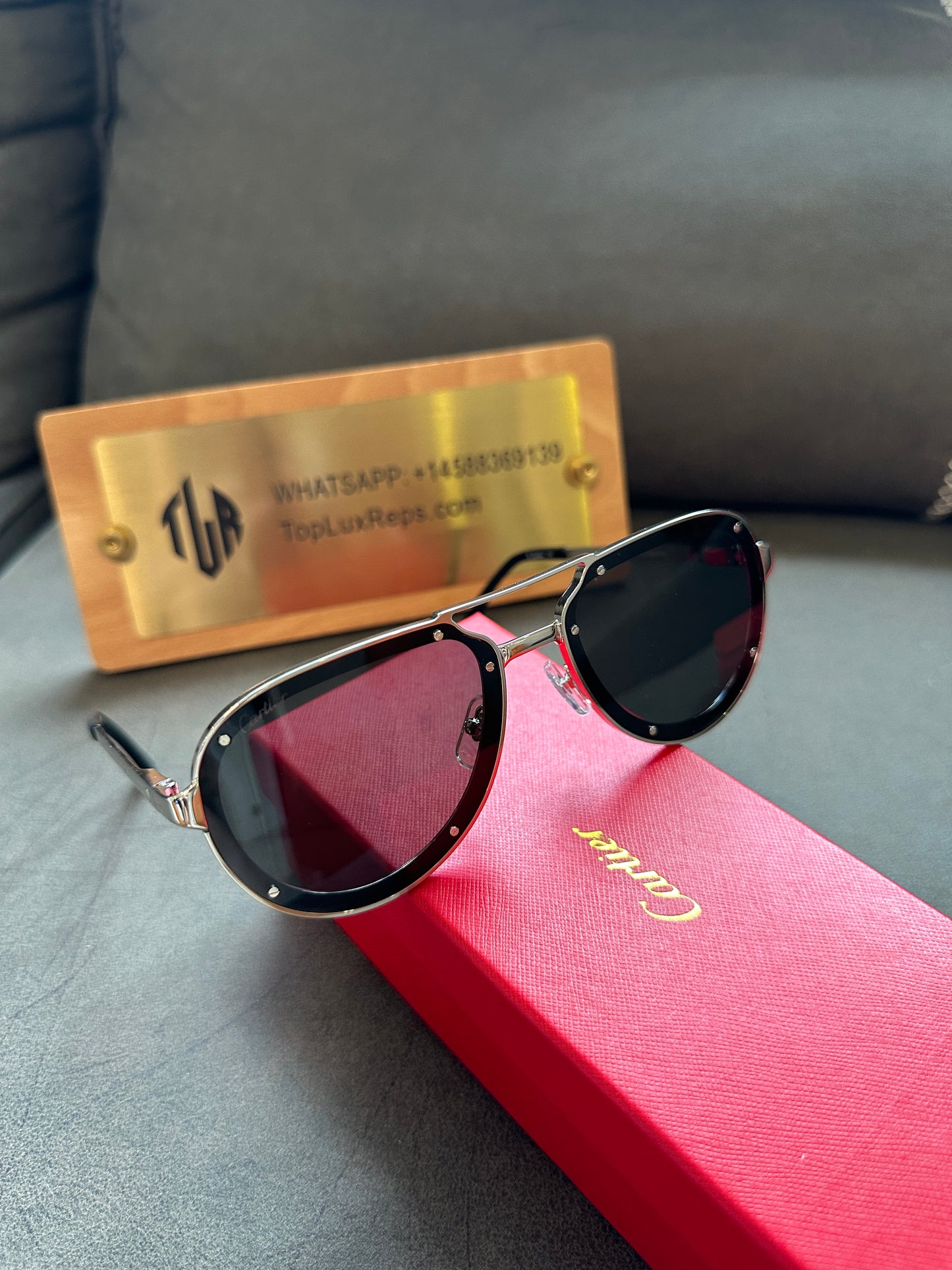 Cartier Full-Rim Metal Aviator Sunglasses