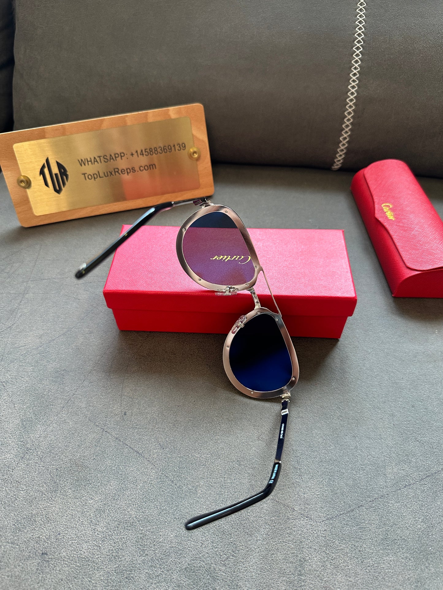 Cartier Full-Rim Metal Aviator Sunglasses