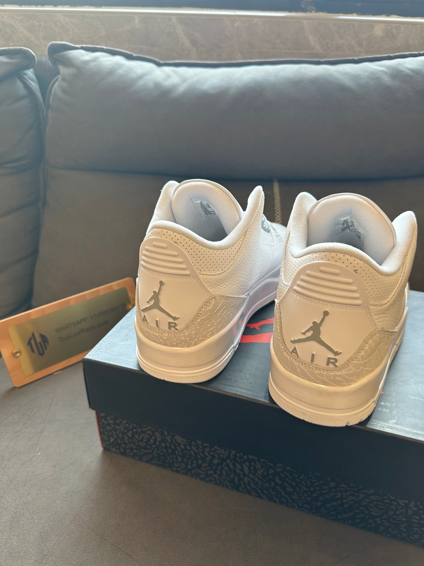 Air Jordan 3 Retro "Pure White" Triple White Leather Sneakers