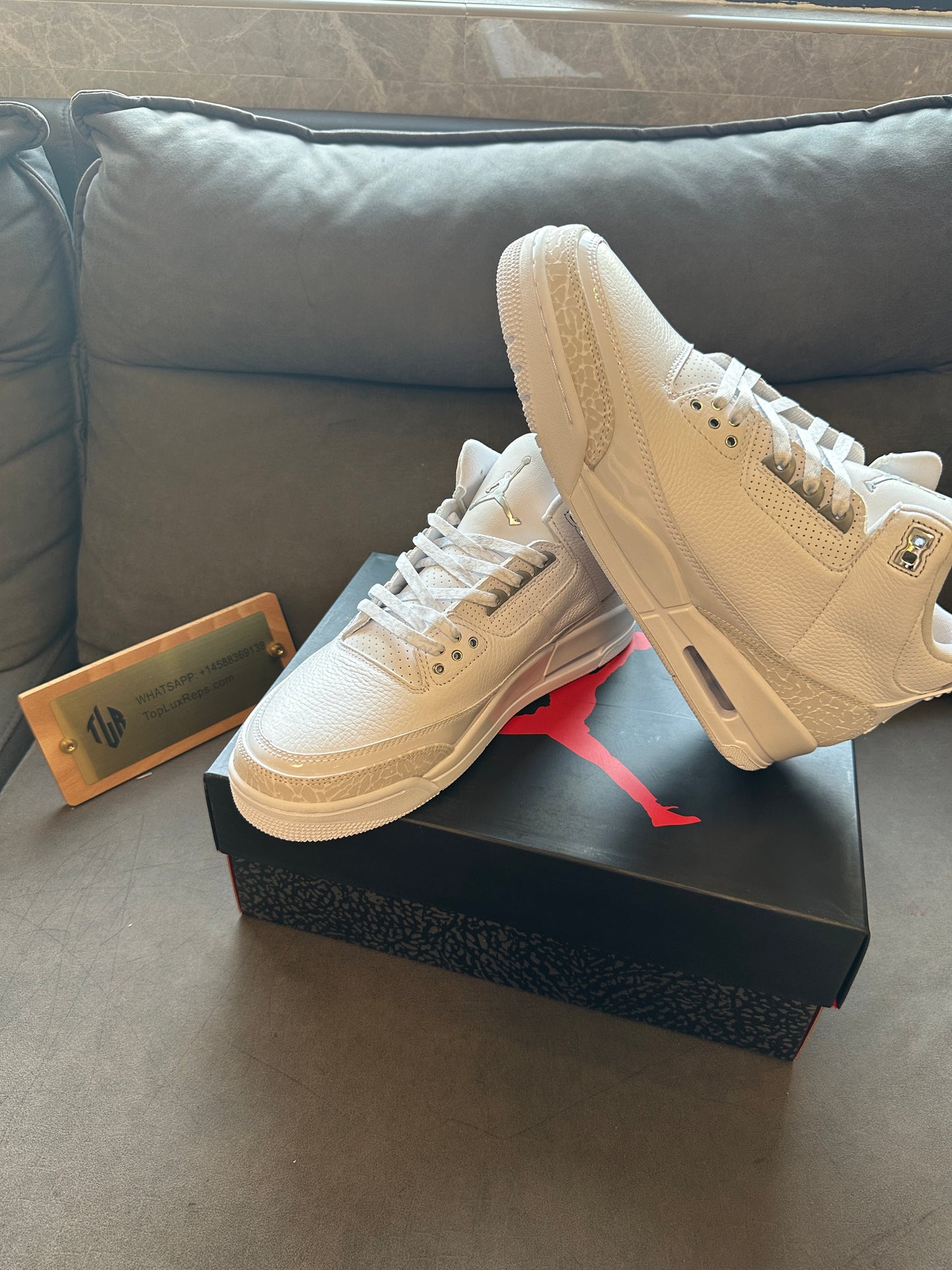 Air Jordan 3 Retro "Pure White" Triple White Leather Sneakers