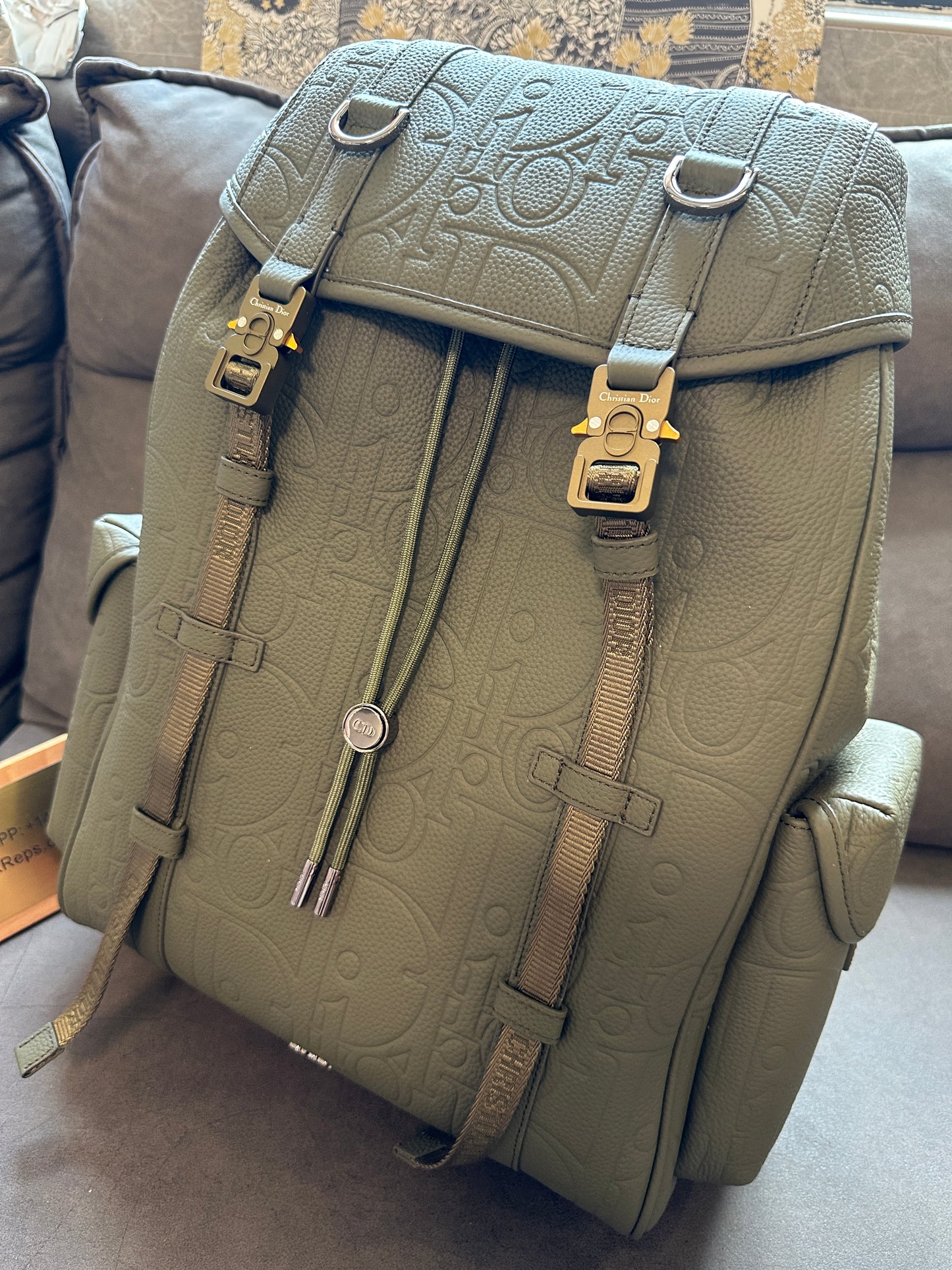 Dior Explorer Backpack in Green Embossed Calfskin