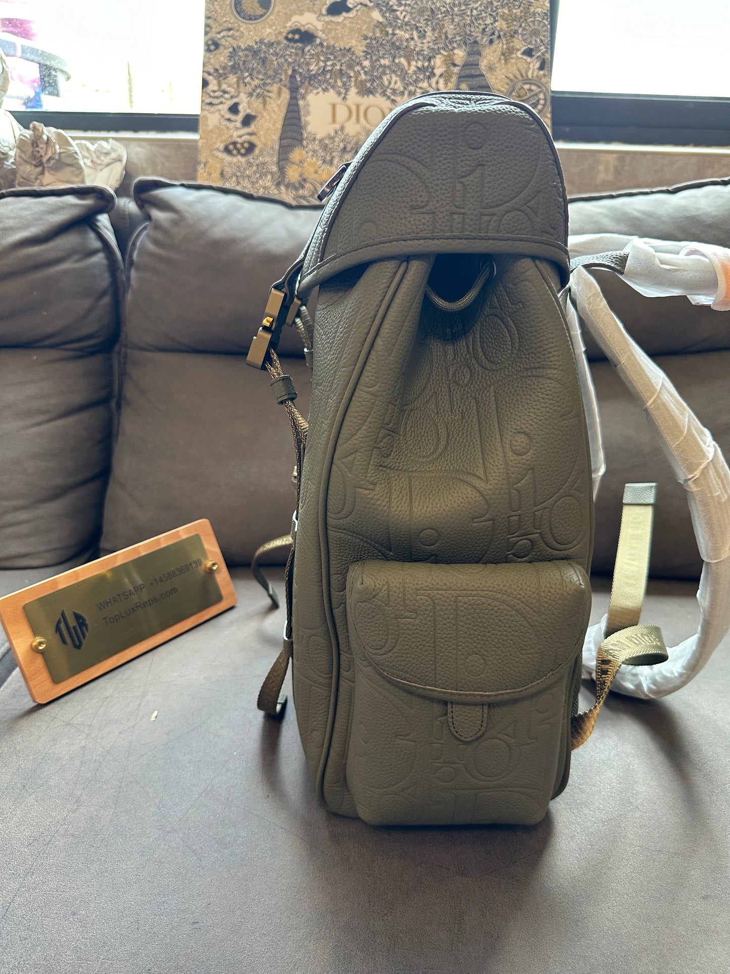 Dior Explorer Backpack in Green Embossed Calfskin