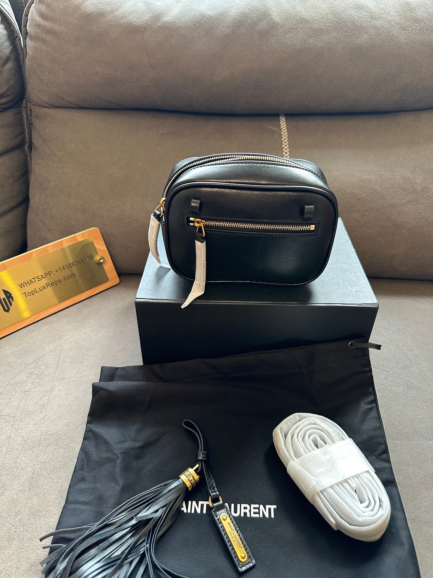 Saint Laurent Lou Camera Bag Black Quilted Leather with Gold Tassel