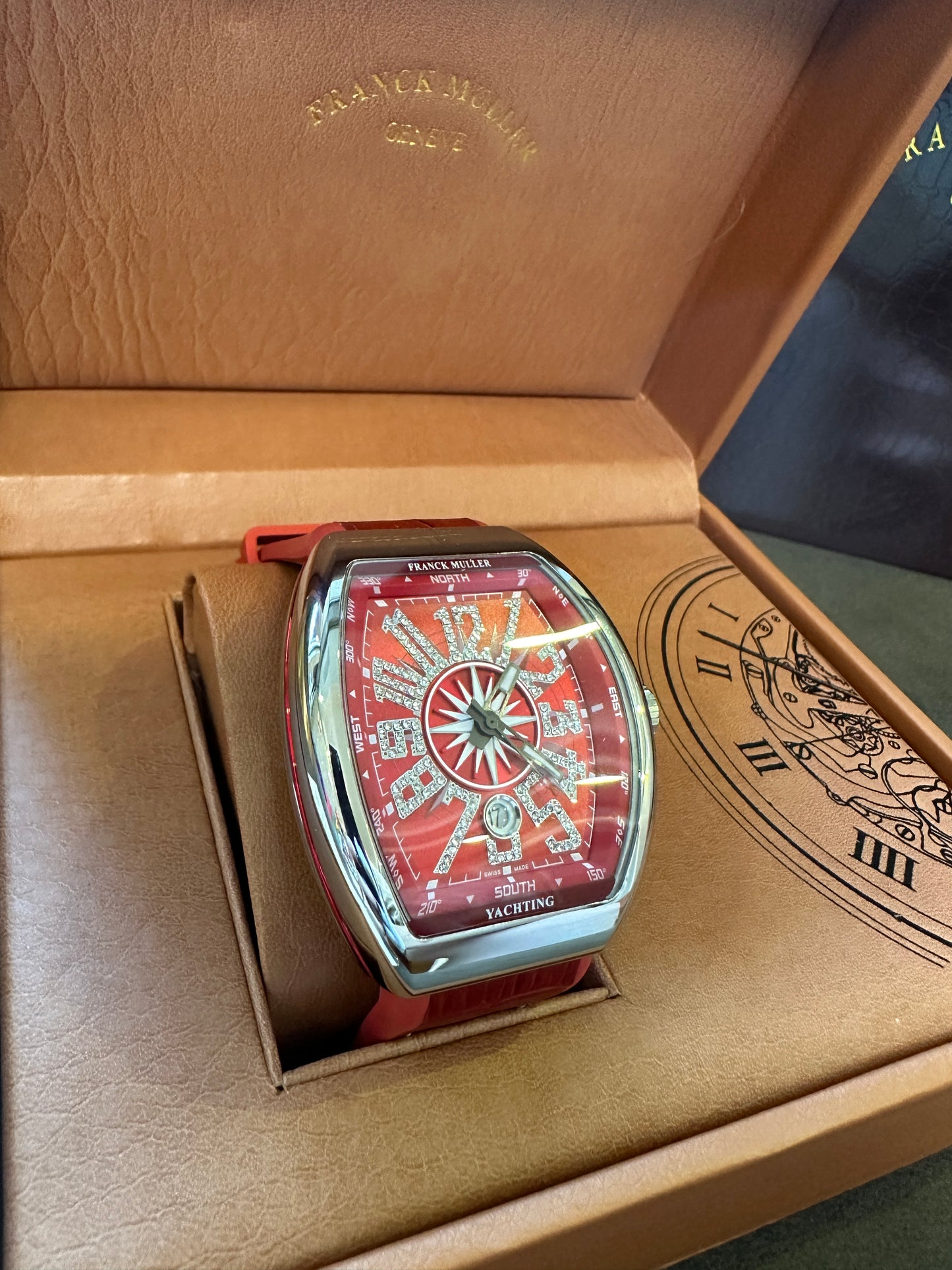 Franck Muller Vanguard Yachting V45 SC DT Red Dial Diamond Markers Men’s Watch