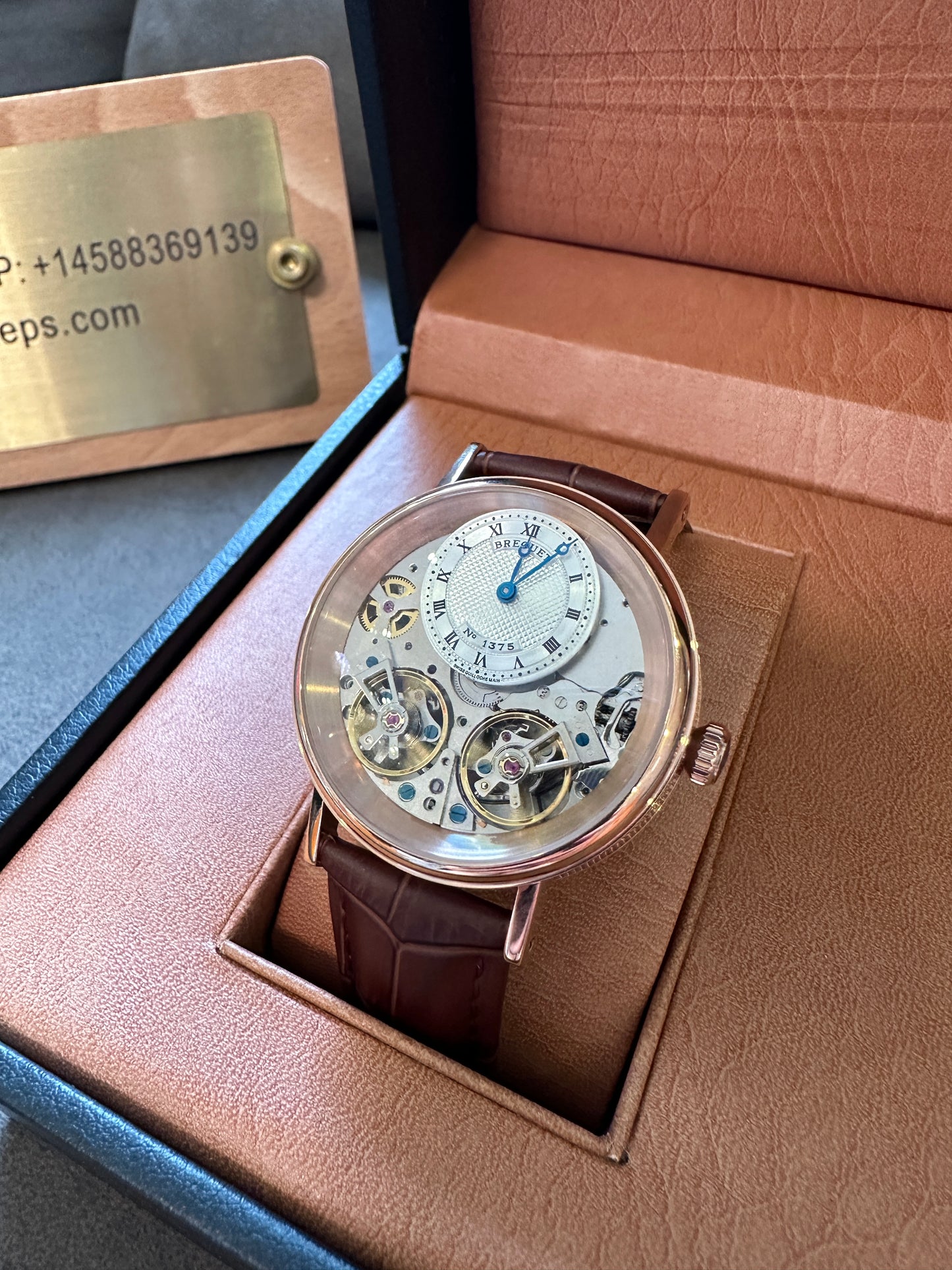 Breguet Tradition 7057 Rose Gold Brown Alligator Leather Strap Men’s Watch