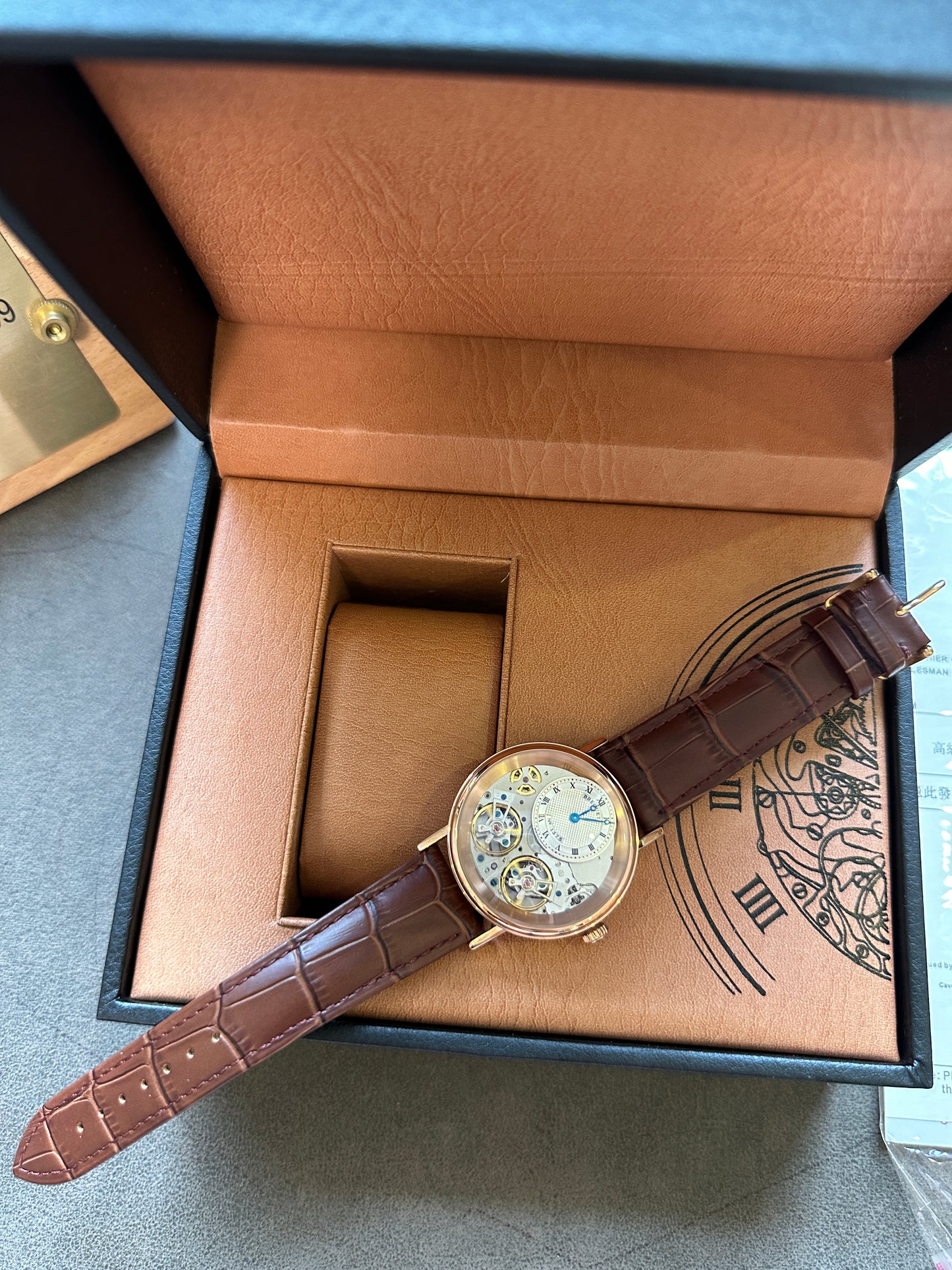 Breguet Tradition 7057 Rose Gold Brown Alligator Leather Strap Men’s Watch