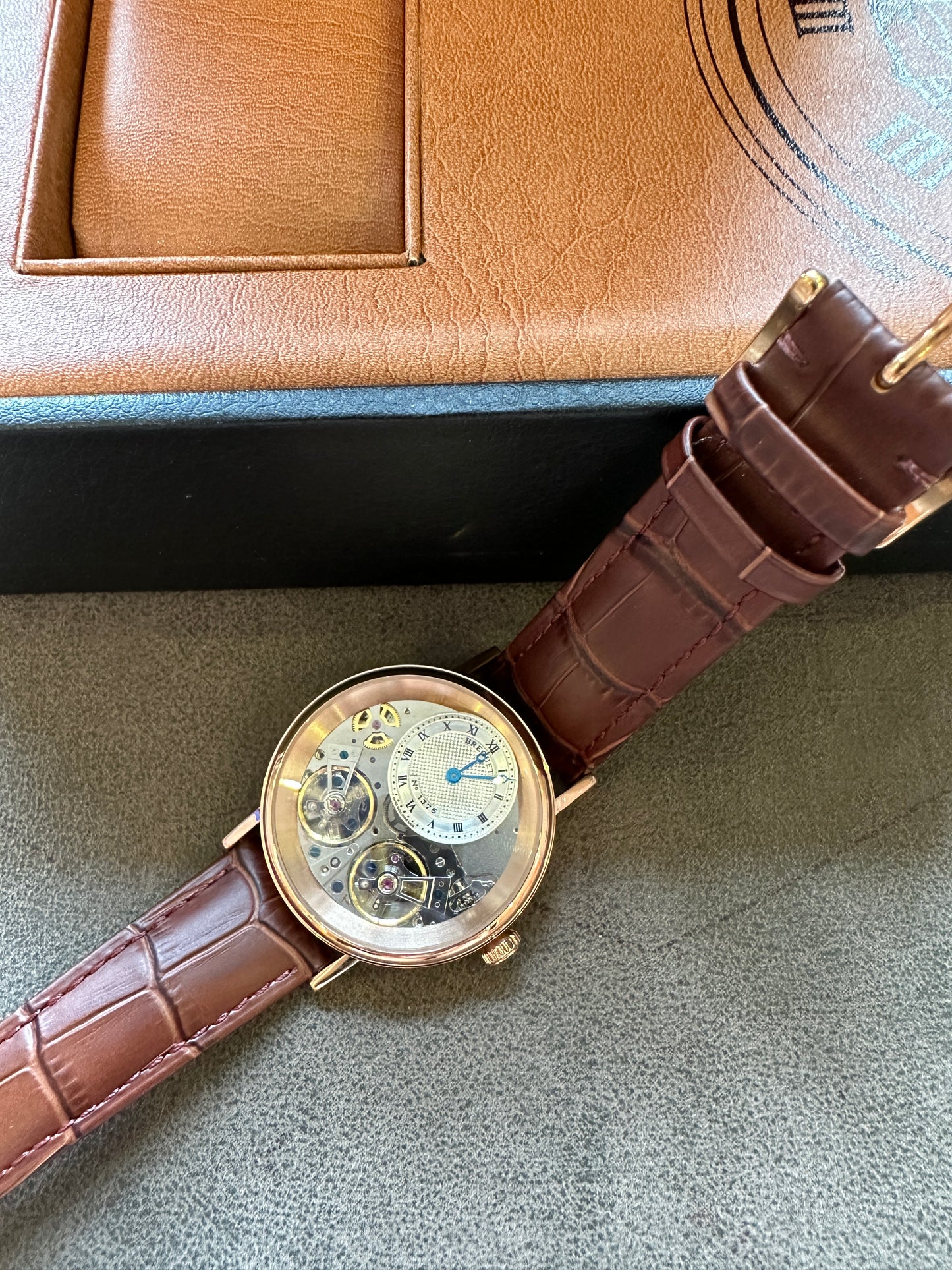 Breguet Tradition 7057 Rose Gold Brown Alligator Leather Strap Men’s Watch