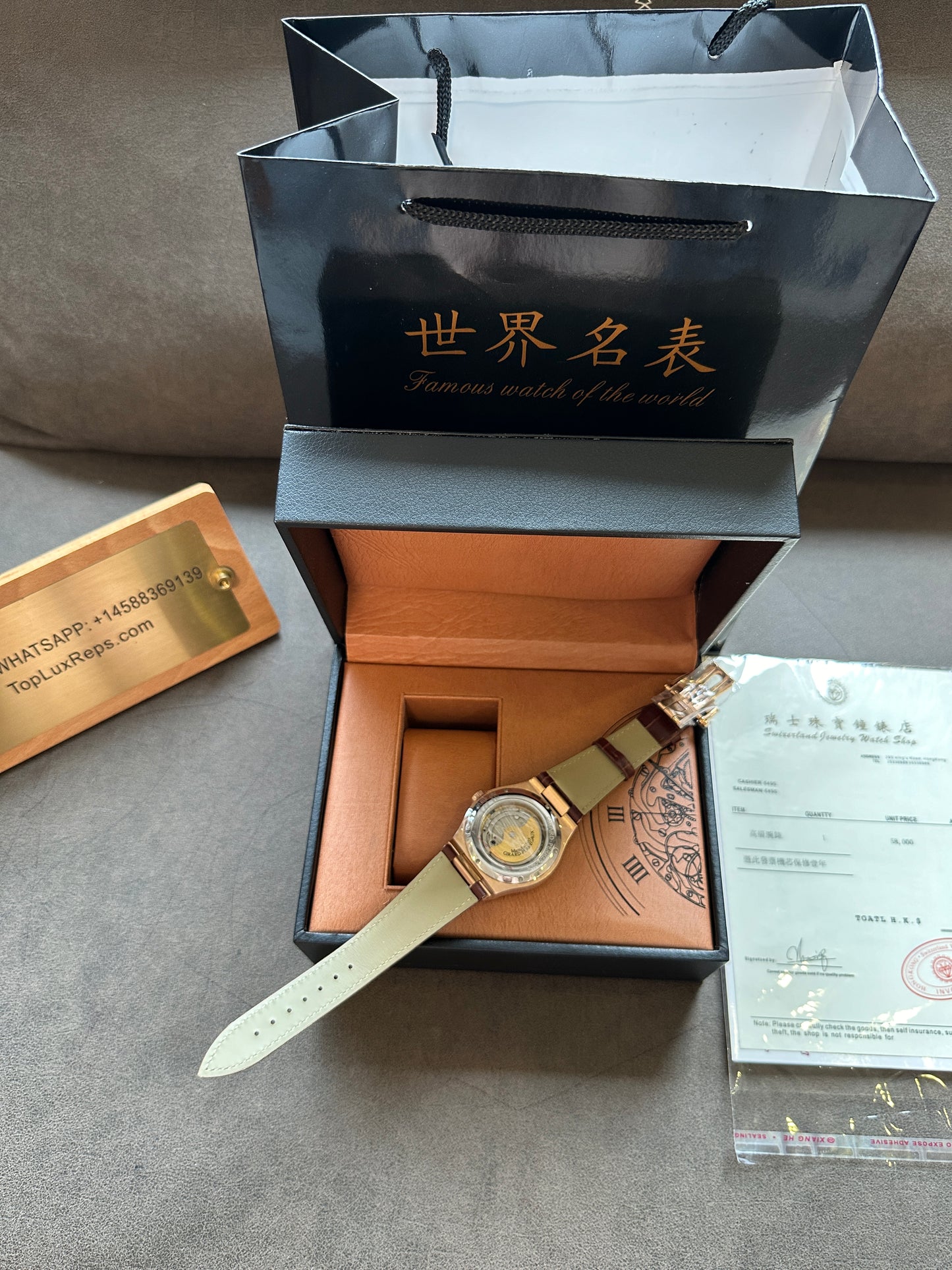 Girard-Perregaux Laureato Automatic 18K Rose Gold Blue Dial Brown Leather Strap Men’s Watch