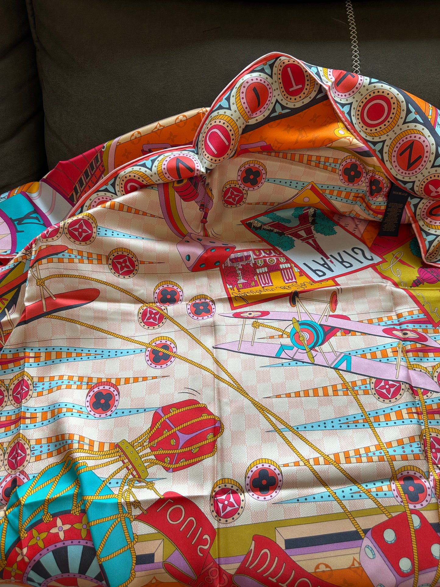 Louis Vuitton Colorful Printed Silk Square Scarf