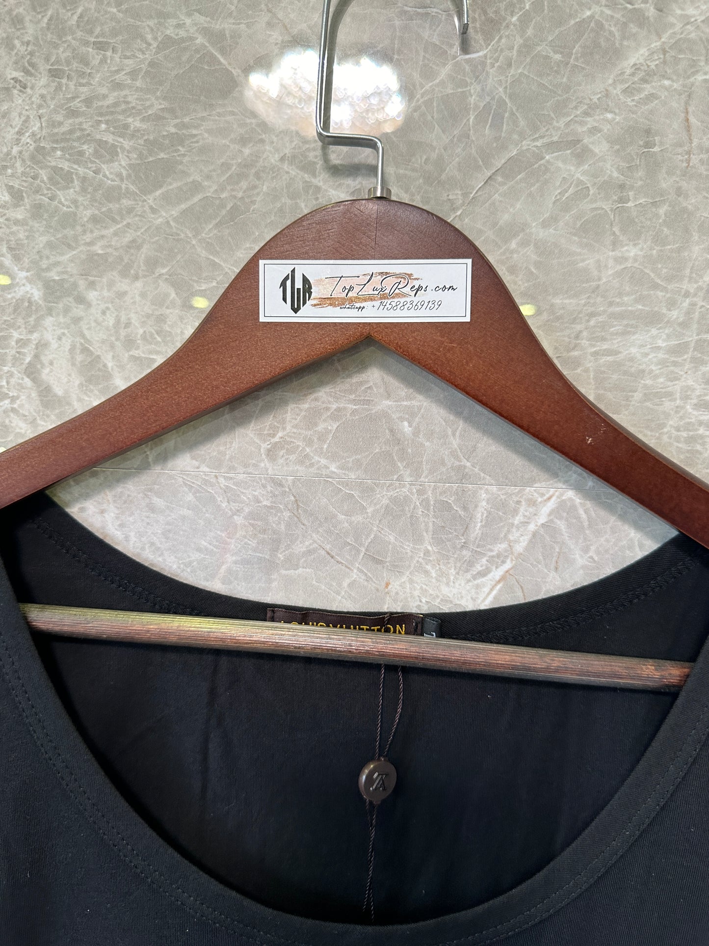 Louis Vuitton Black Cotton Tank Top with Logo Patch