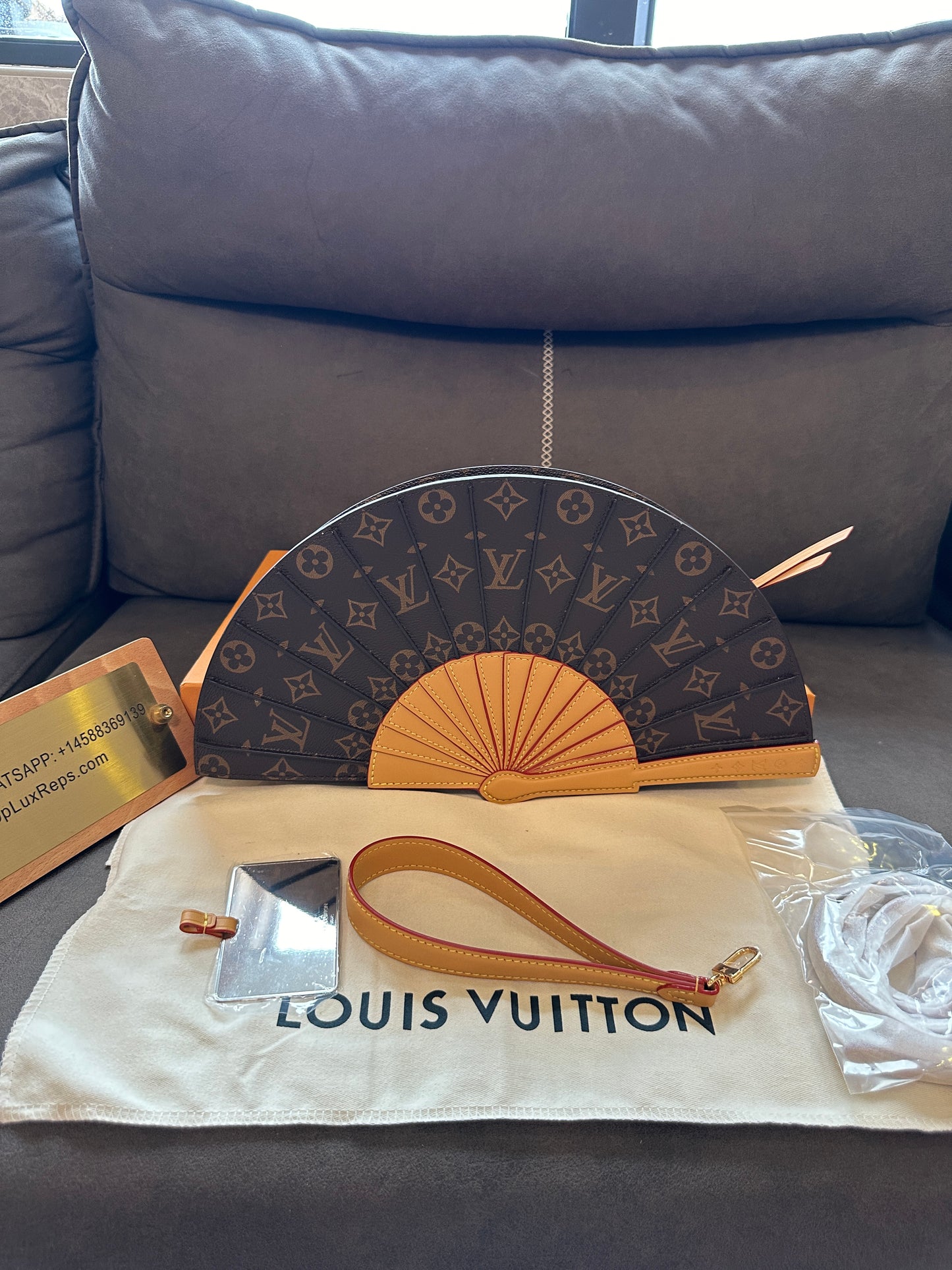 Louis Vuitton Monogram Canvas Fan Bag with Leather Handle