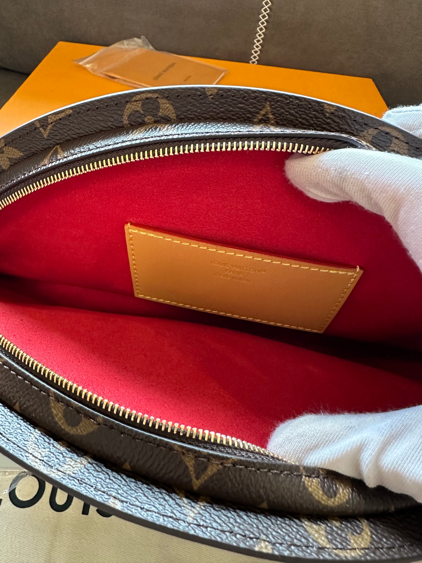 Louis Vuitton Monogram Canvas Fan Bag with Leather Handle
