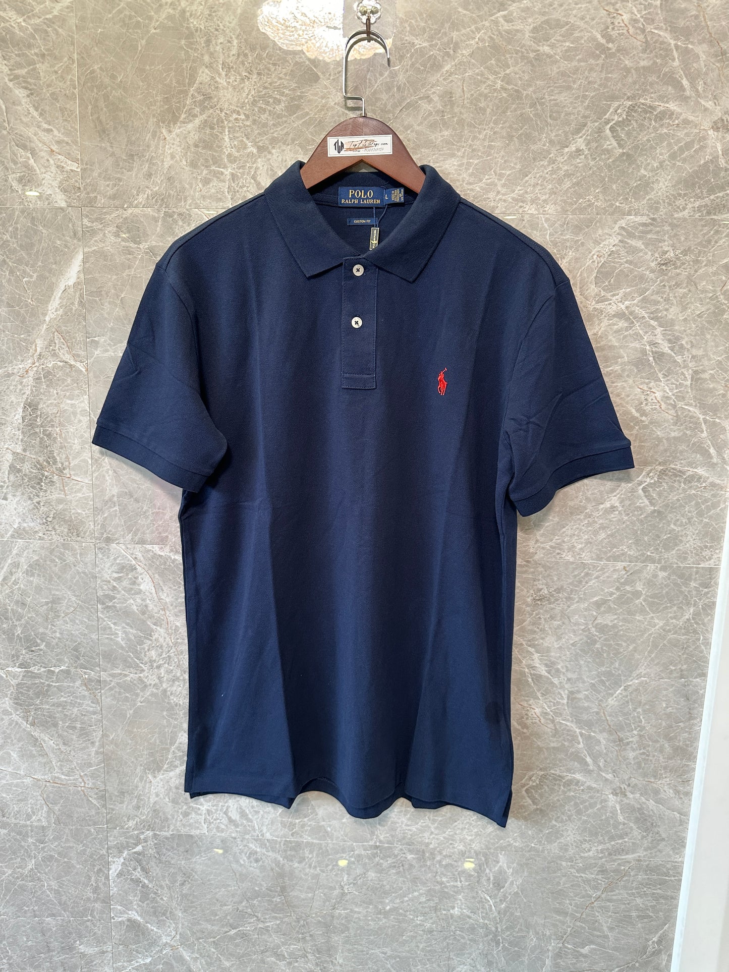 Polo Ralph Lauren Classic Cotton Polo Shirt Navy with Red Pony Logo