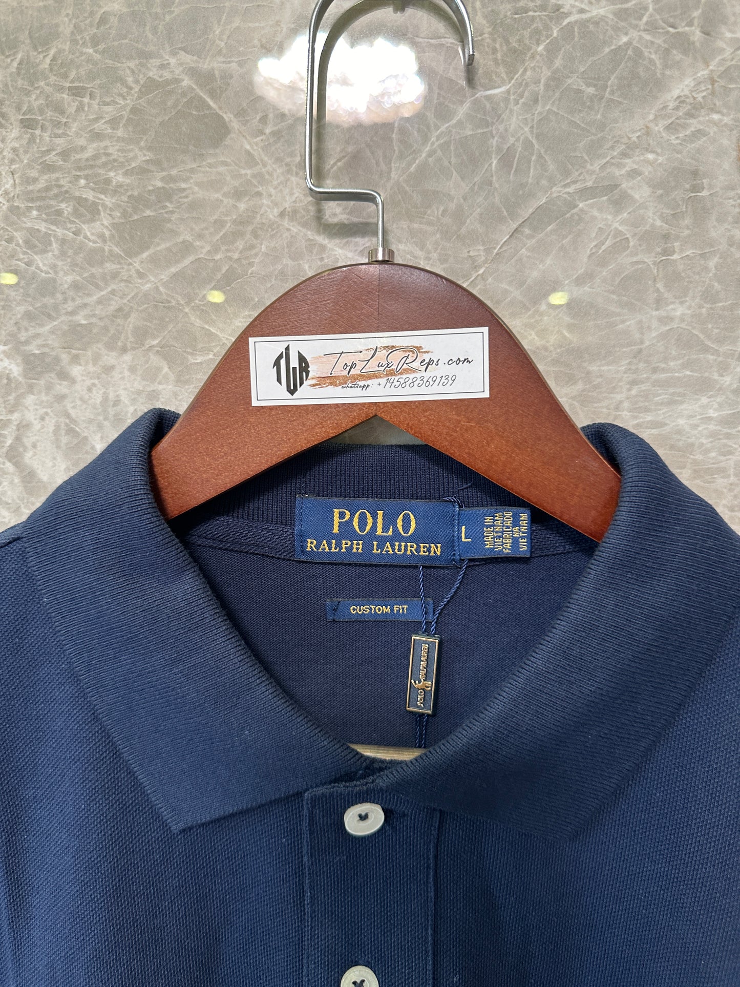 Polo Ralph Lauren Classic Cotton Polo Shirt Navy with Red Pony Logo