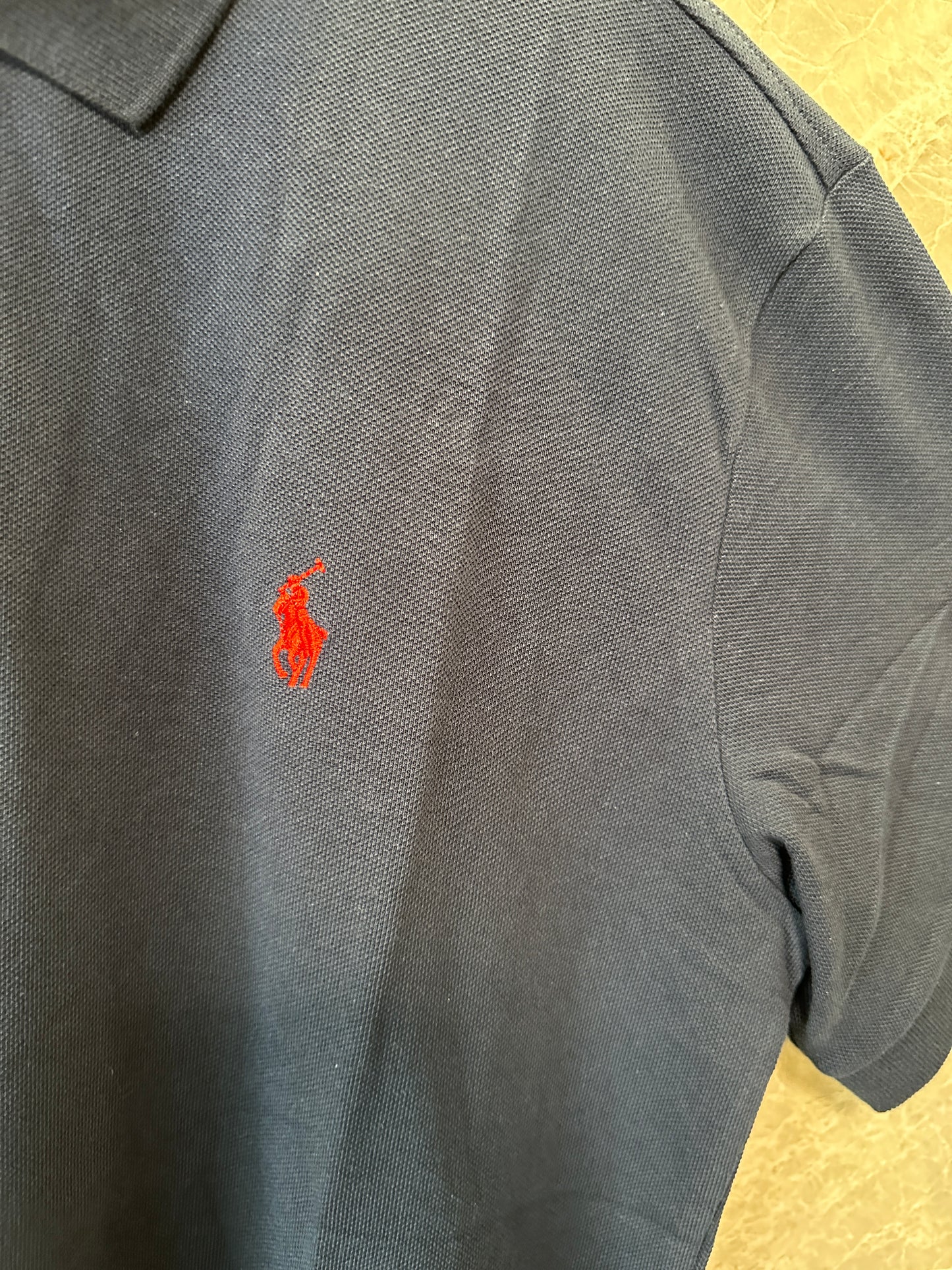 Polo Ralph Lauren Classic Cotton Polo Shirt Navy with Red Pony Logo