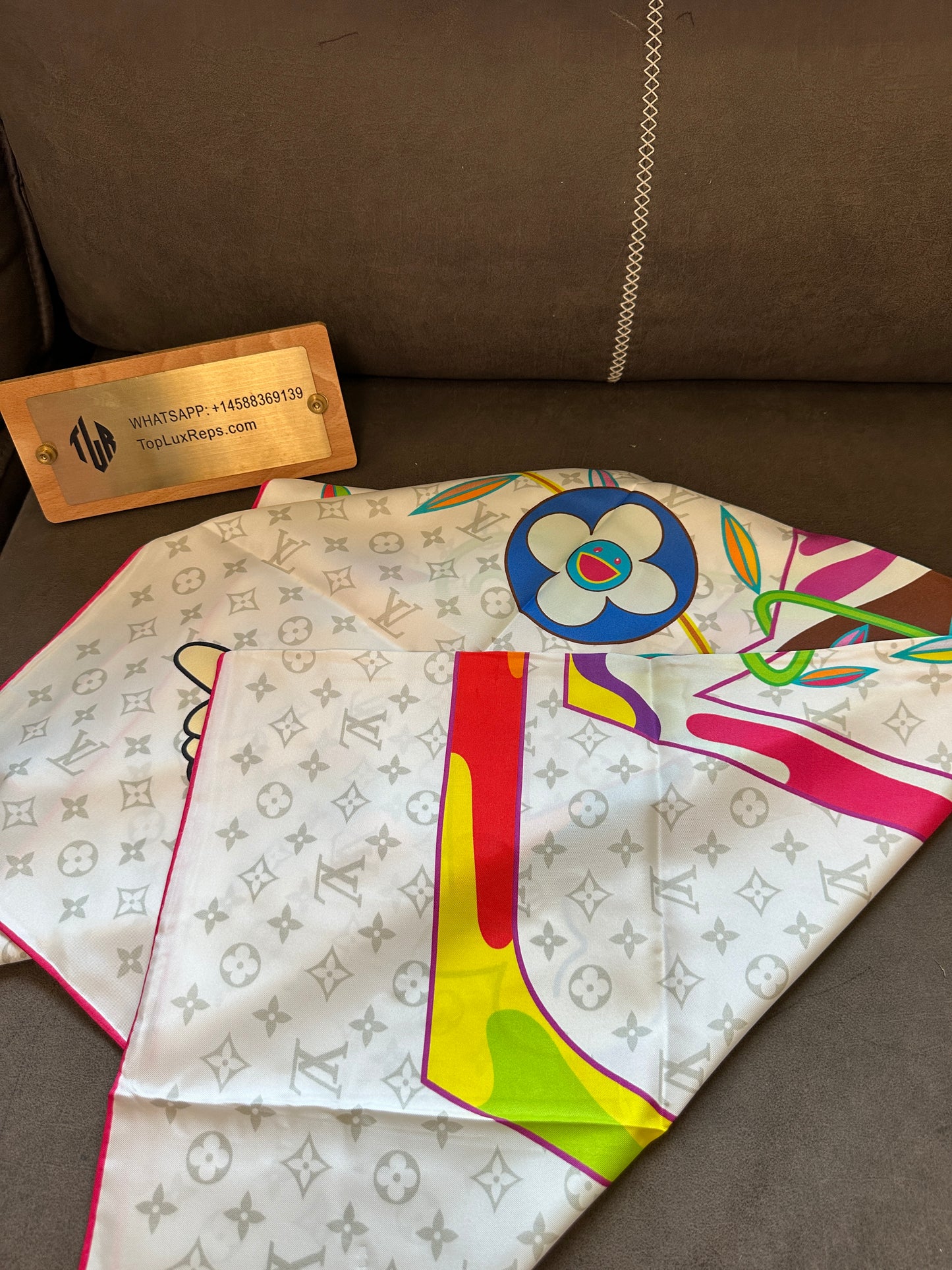 Louis Vuitton Multicolor Silk Square Scarf with Monogram Print