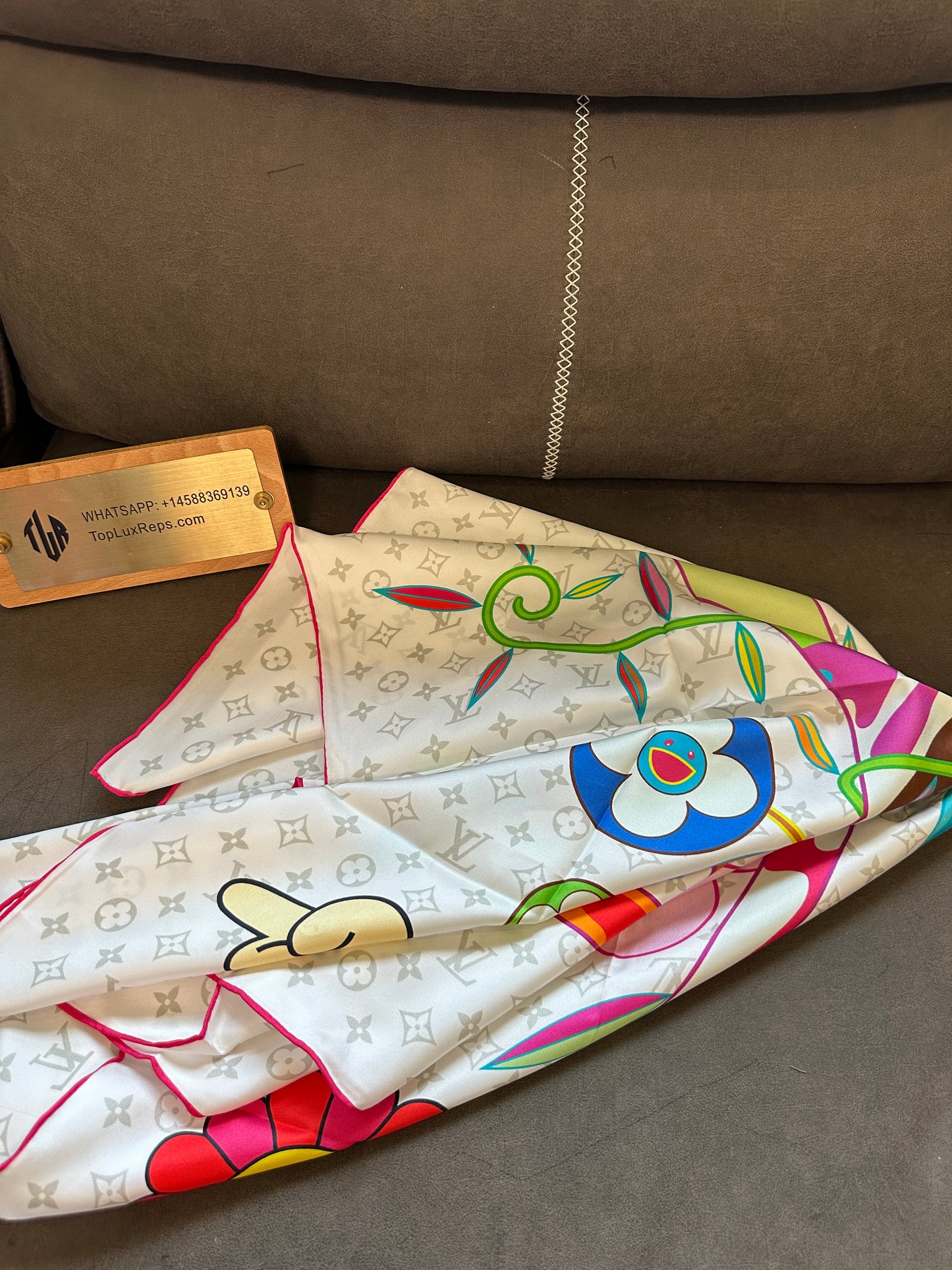 Louis Vuitton Multicolor Silk Square Scarf with Monogram Print
