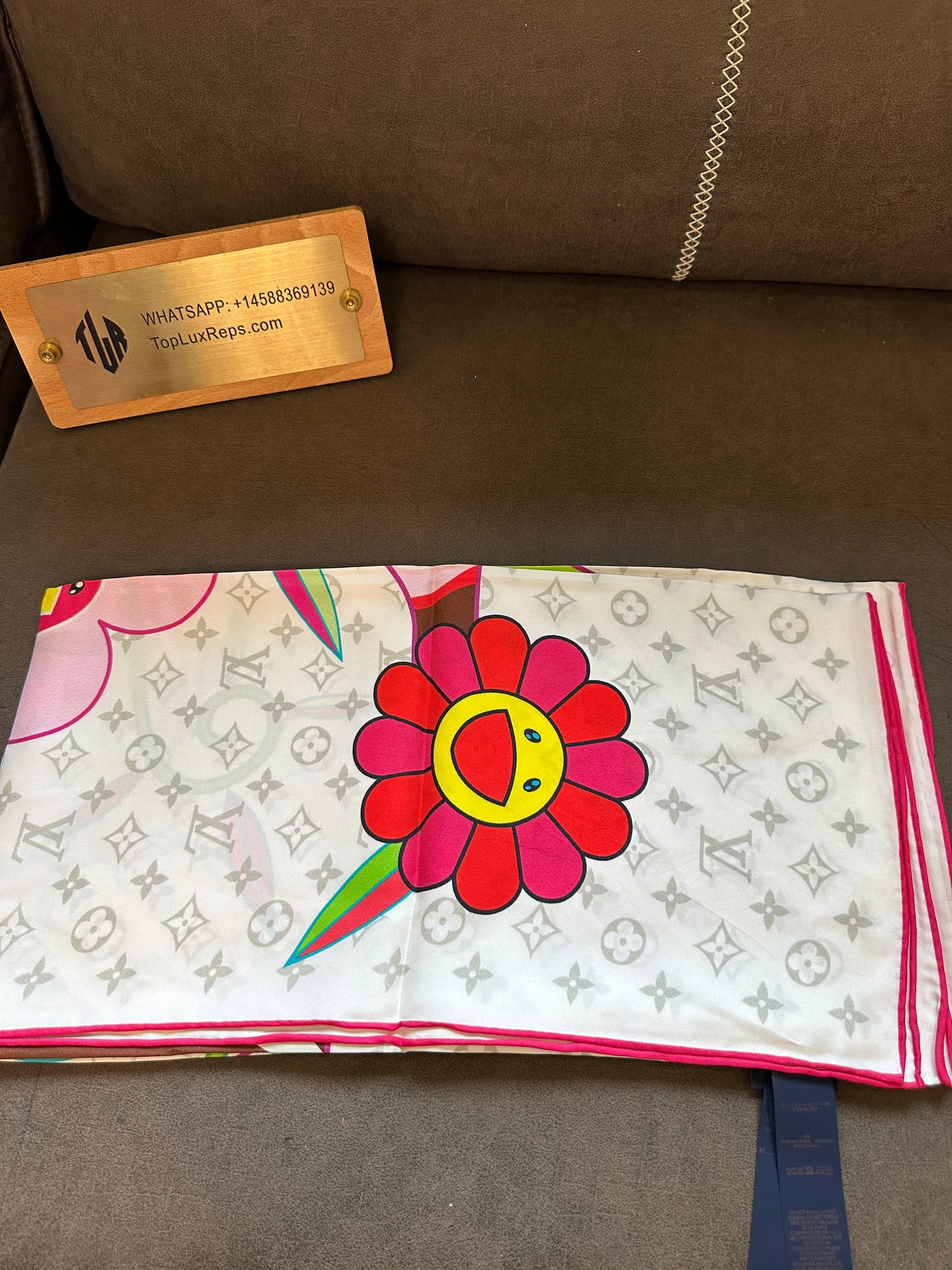 Louis Vuitton Multicolor Silk Square Scarf with Monogram Print
